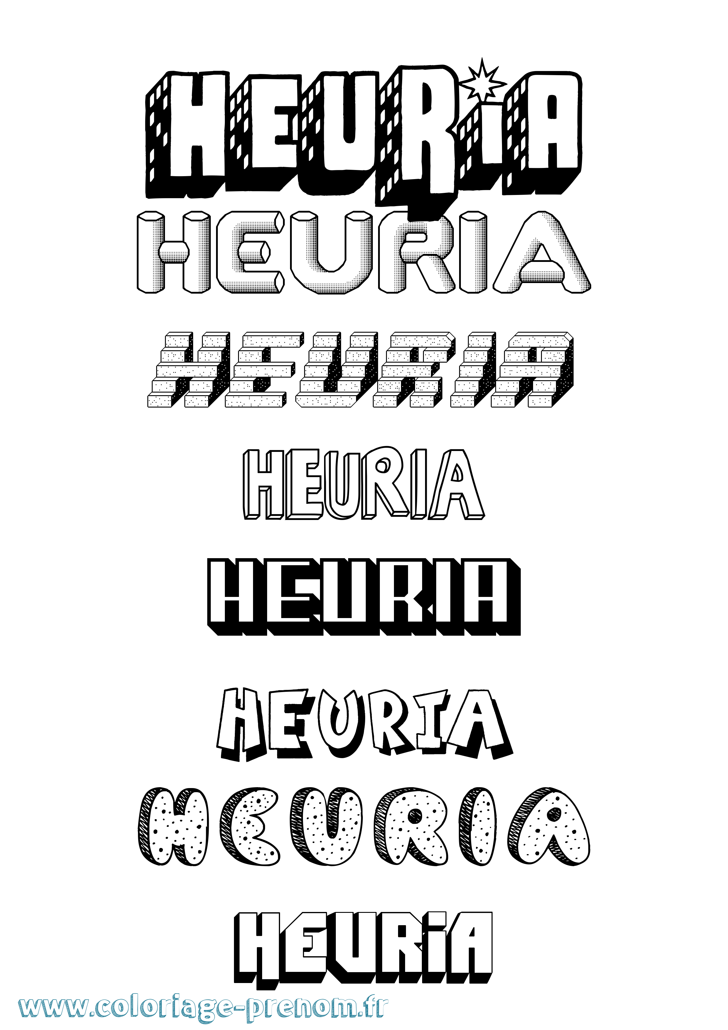 Coloriage Heuria Effet 3D Coloriage prénom Heuria Effet 3D