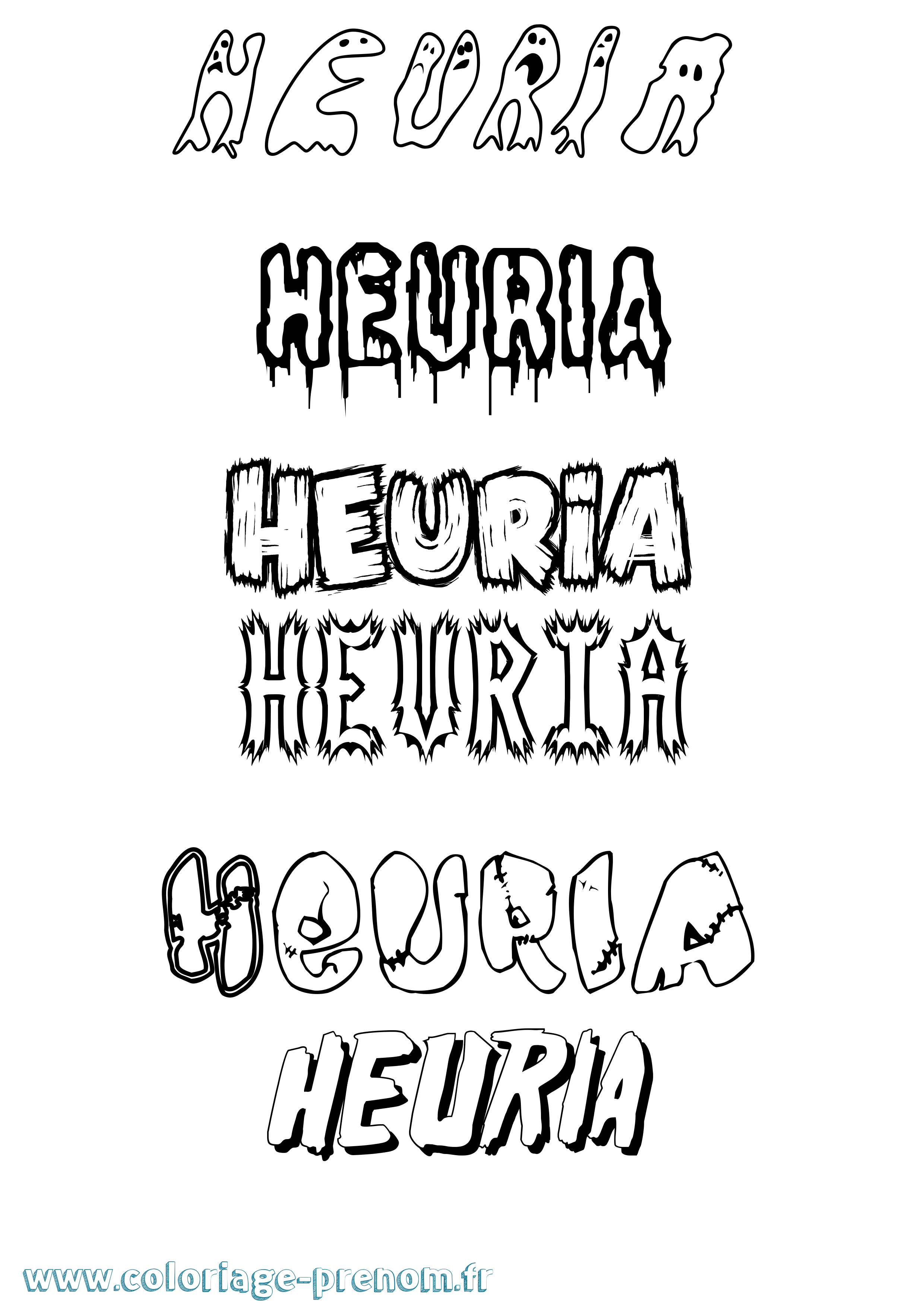 Coloriage Heuria Frisson Coloriage prénom Heuria Frisson
