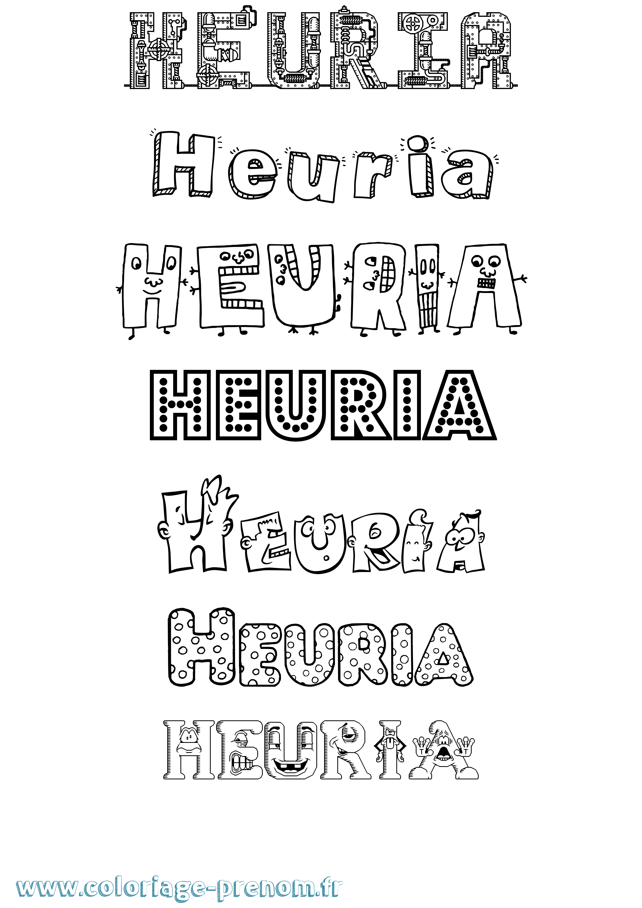 Coloriage Heuria Fun Coloriage prénom Heuria Fun