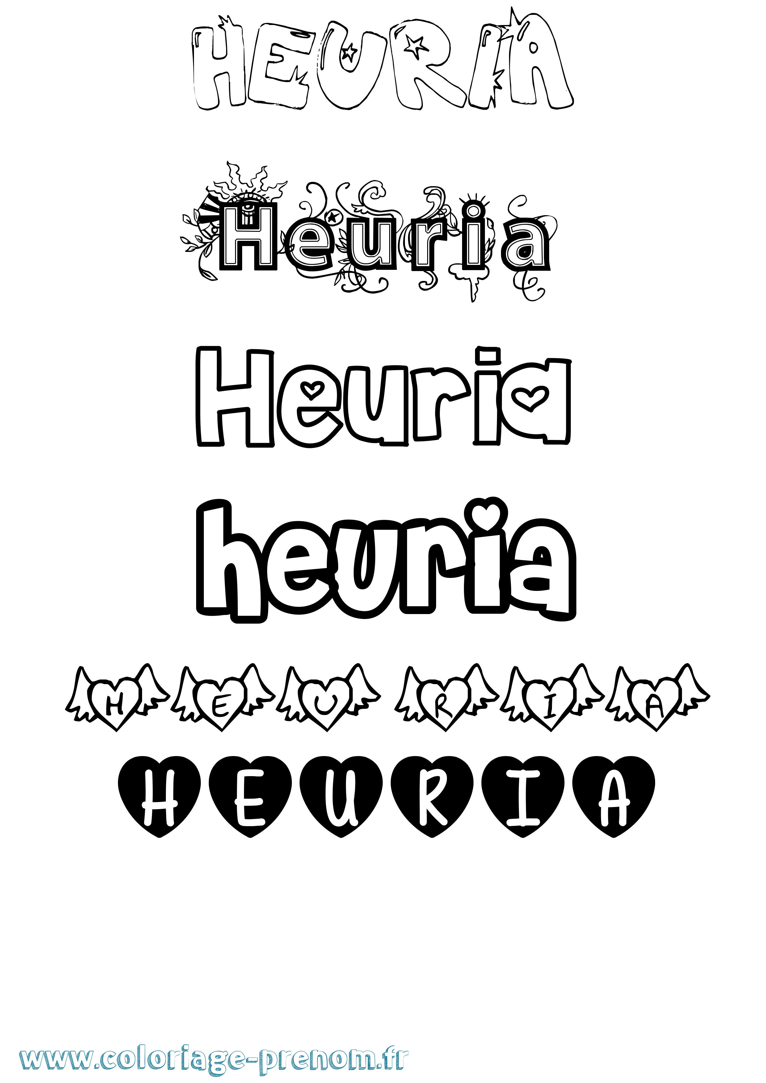 Coloriage Heuria Girly Coloriage prénom Heuria Girly