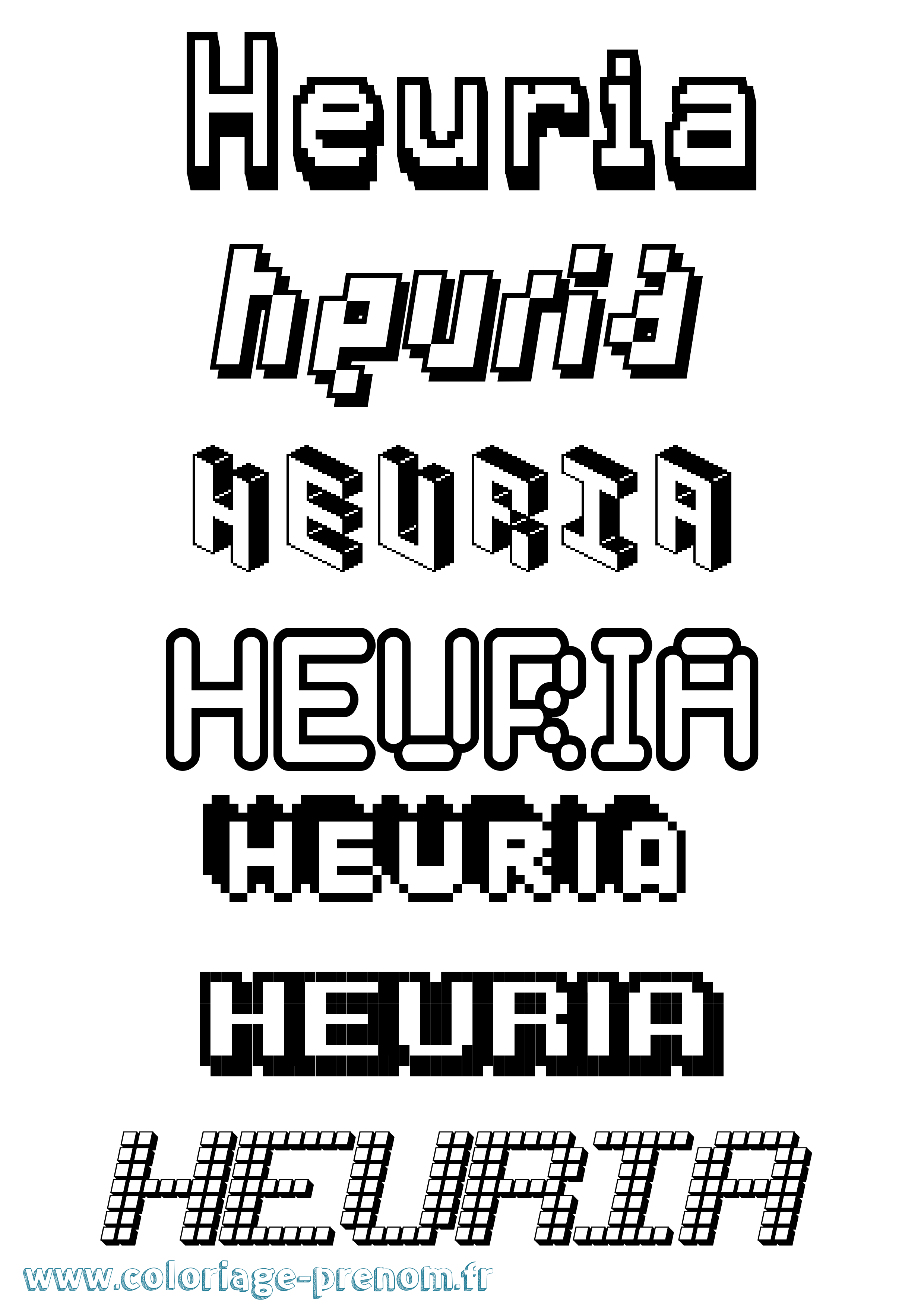 Coloriage Heuria Pixel Coloriage prénom Heuria Pixel