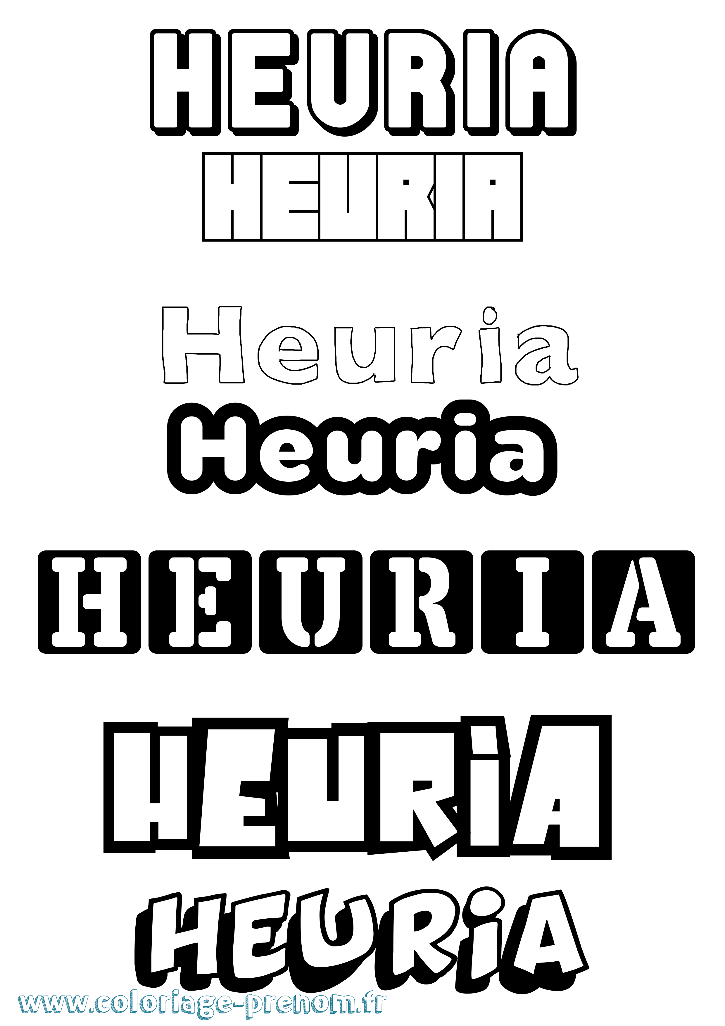 Coloriage Heuria Simple Coloriage prénom Heuria Simple