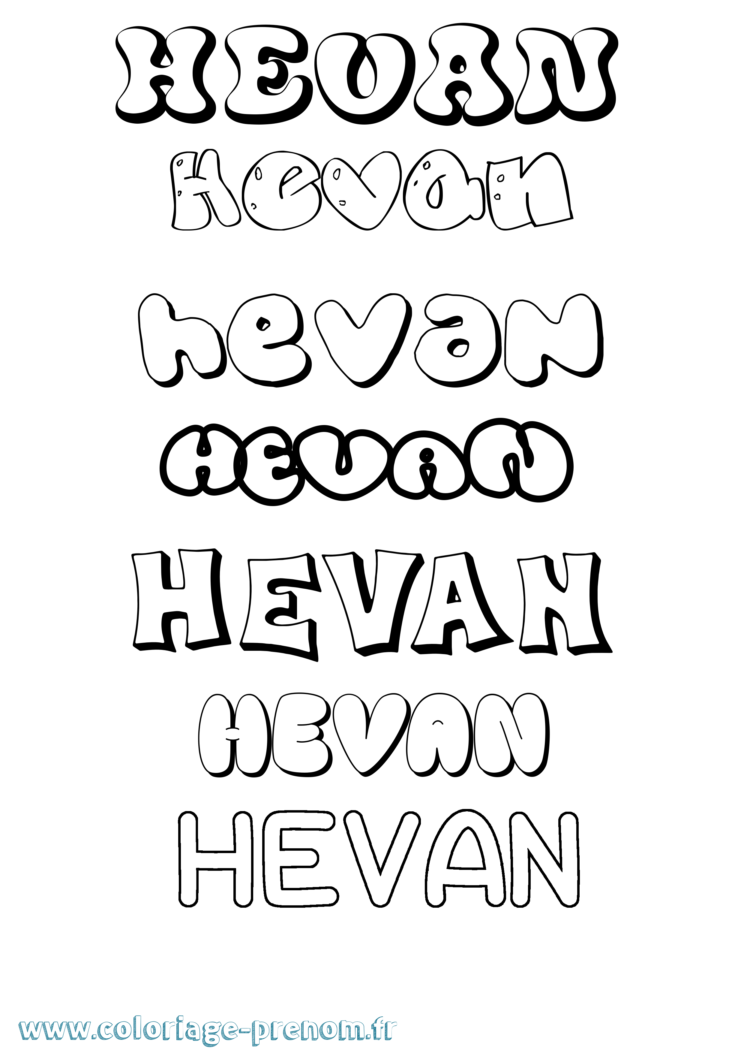 Coloriage Hevan Bubble Coloriage prénom Hevan Bubble