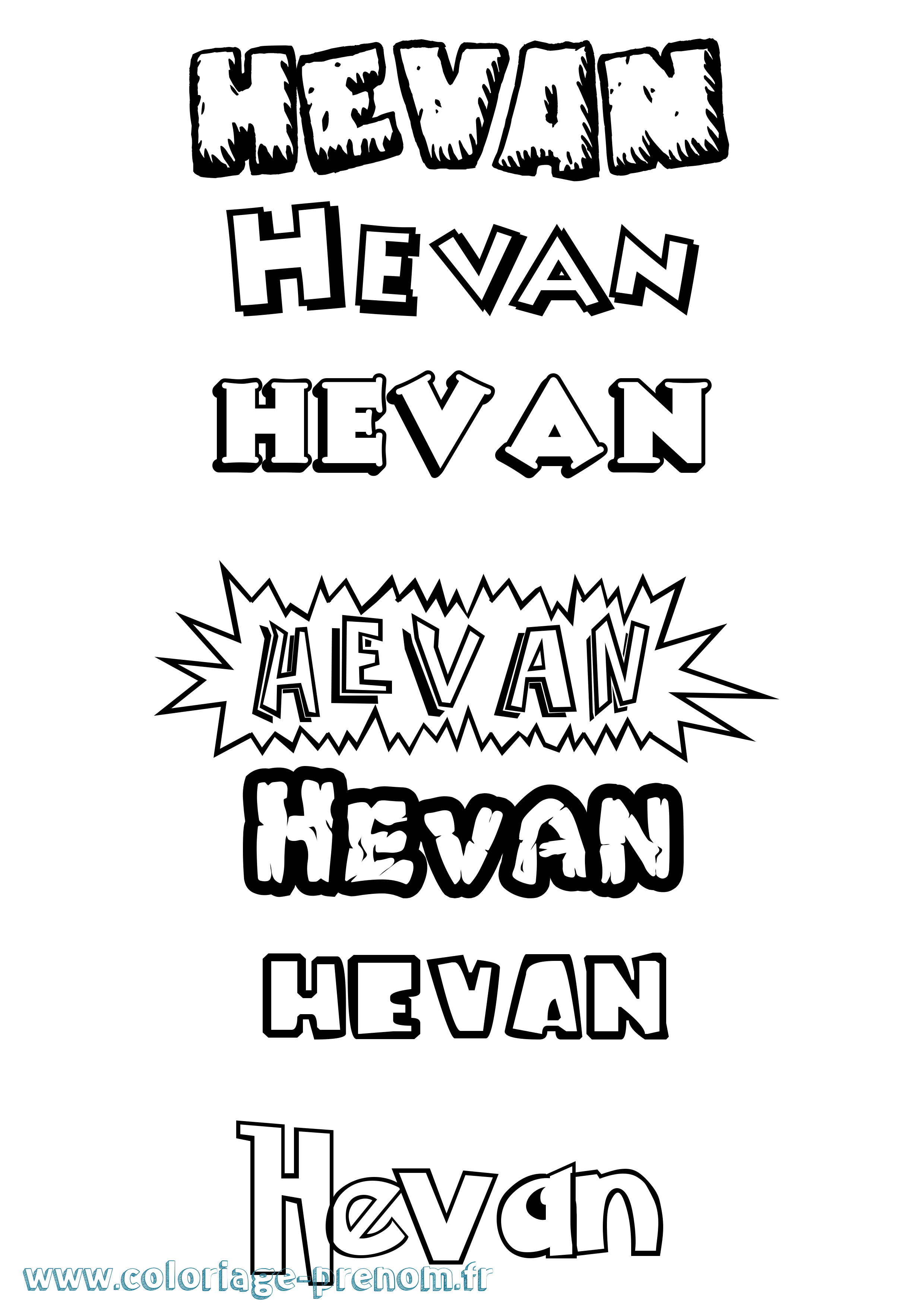 Coloriage Hevan Dessin Animé Coloriage prénom Hevan Dessin Animé