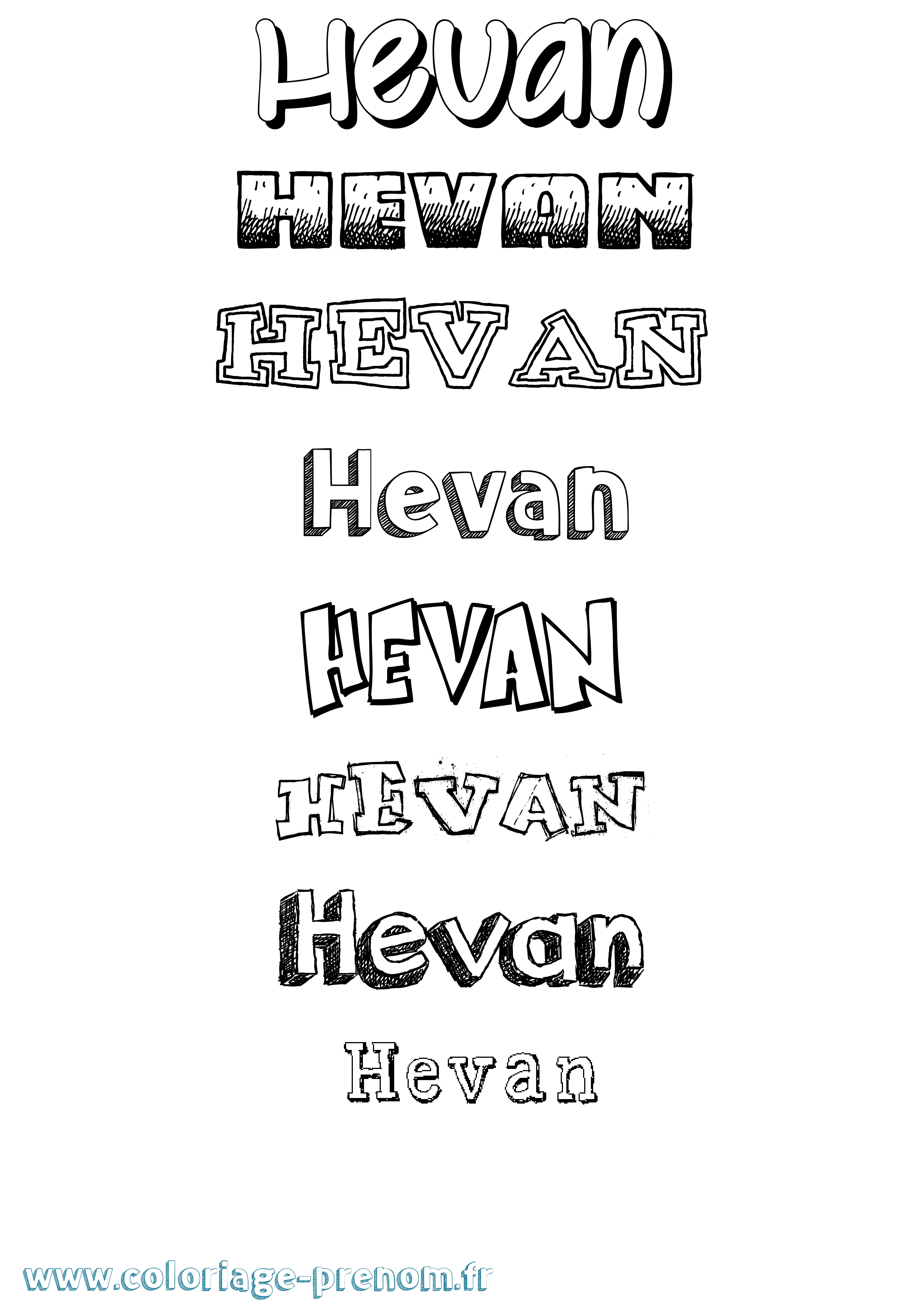 Coloriage Hevan Dessiné Coloriage prénom Hevan Dessiné
