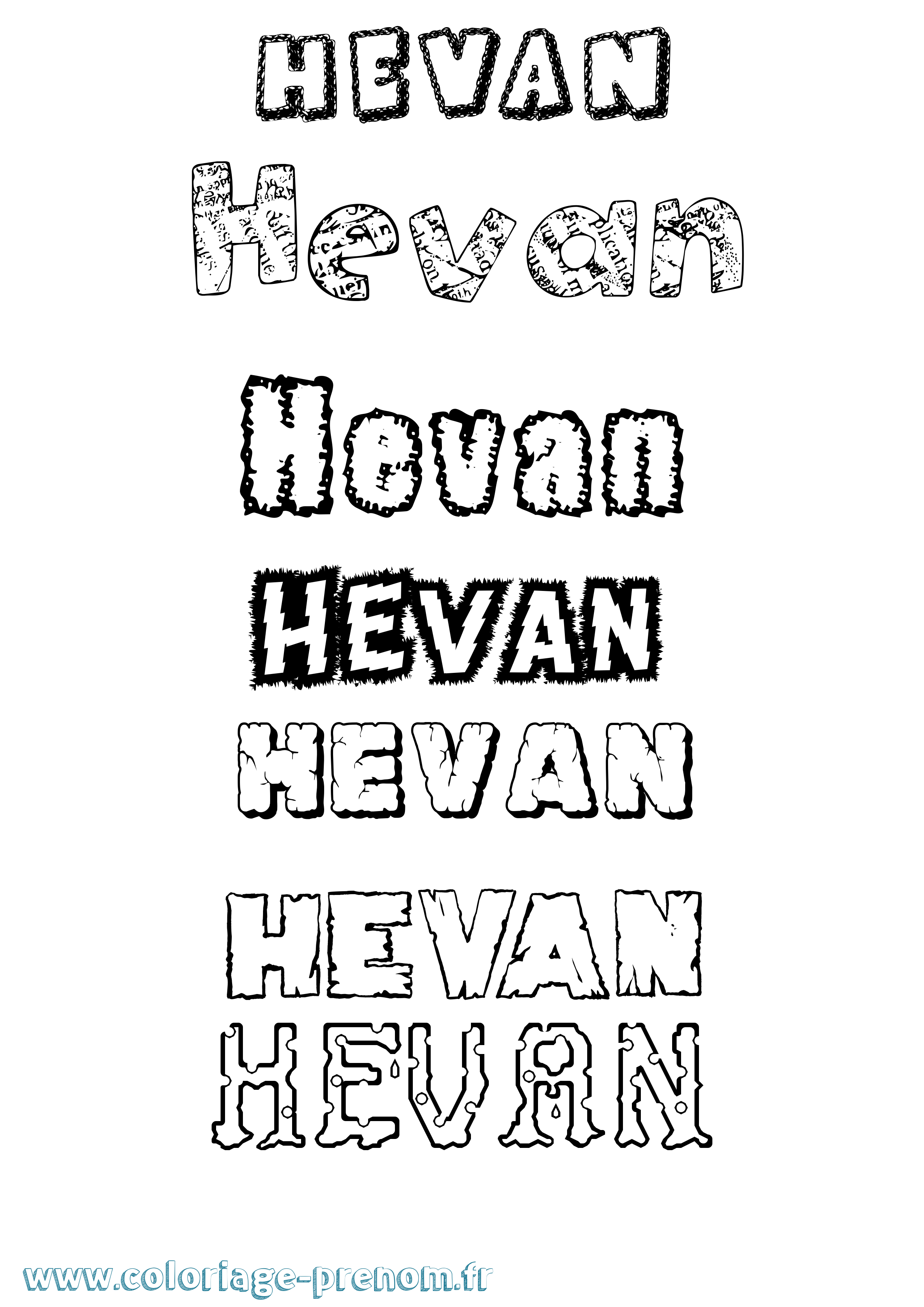 Coloriage Hevan Destructuré Coloriage prénom Hevan Destructuré