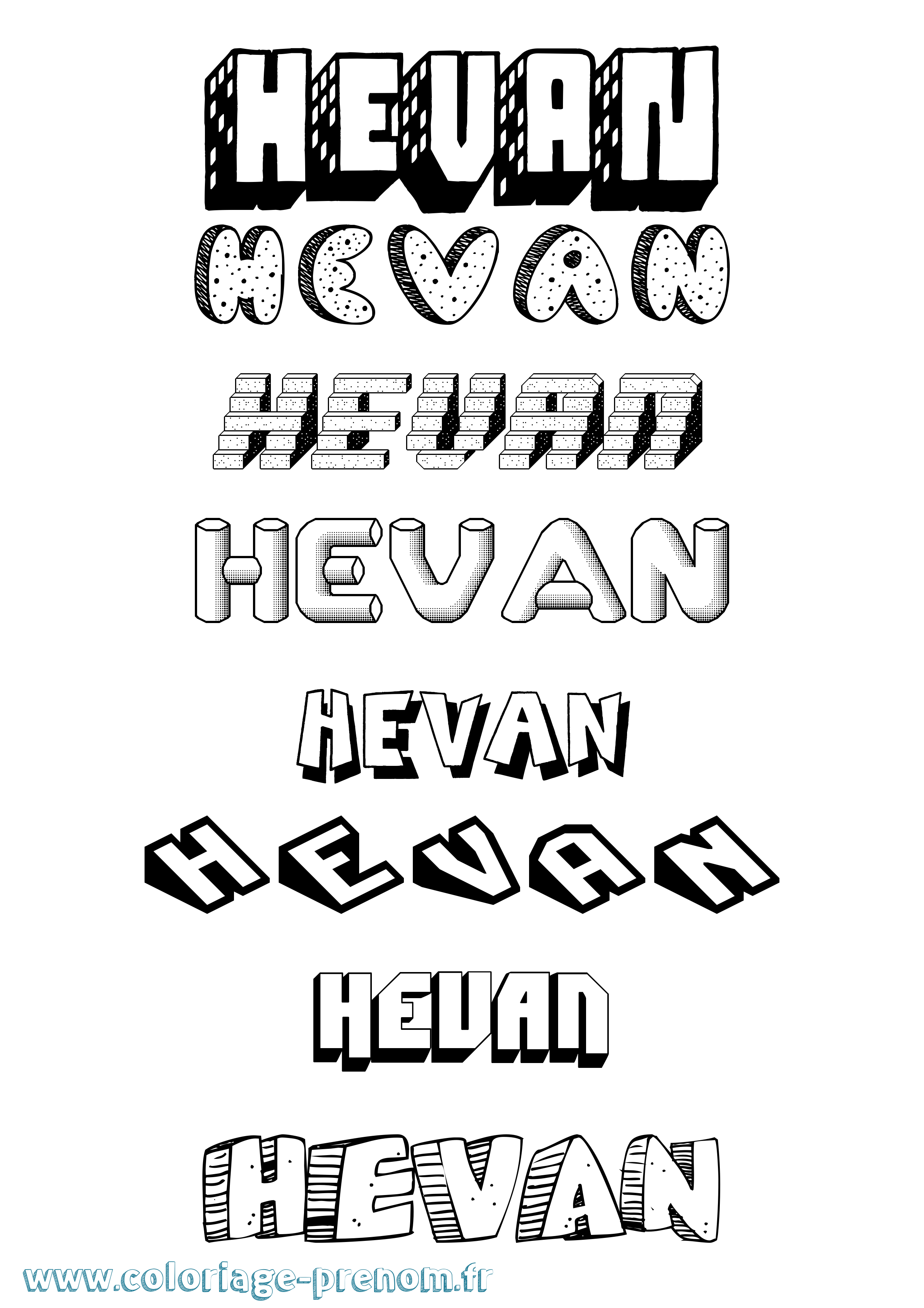 Coloriage Hevan Effet 3D Coloriage prénom Hevan Effet 3D