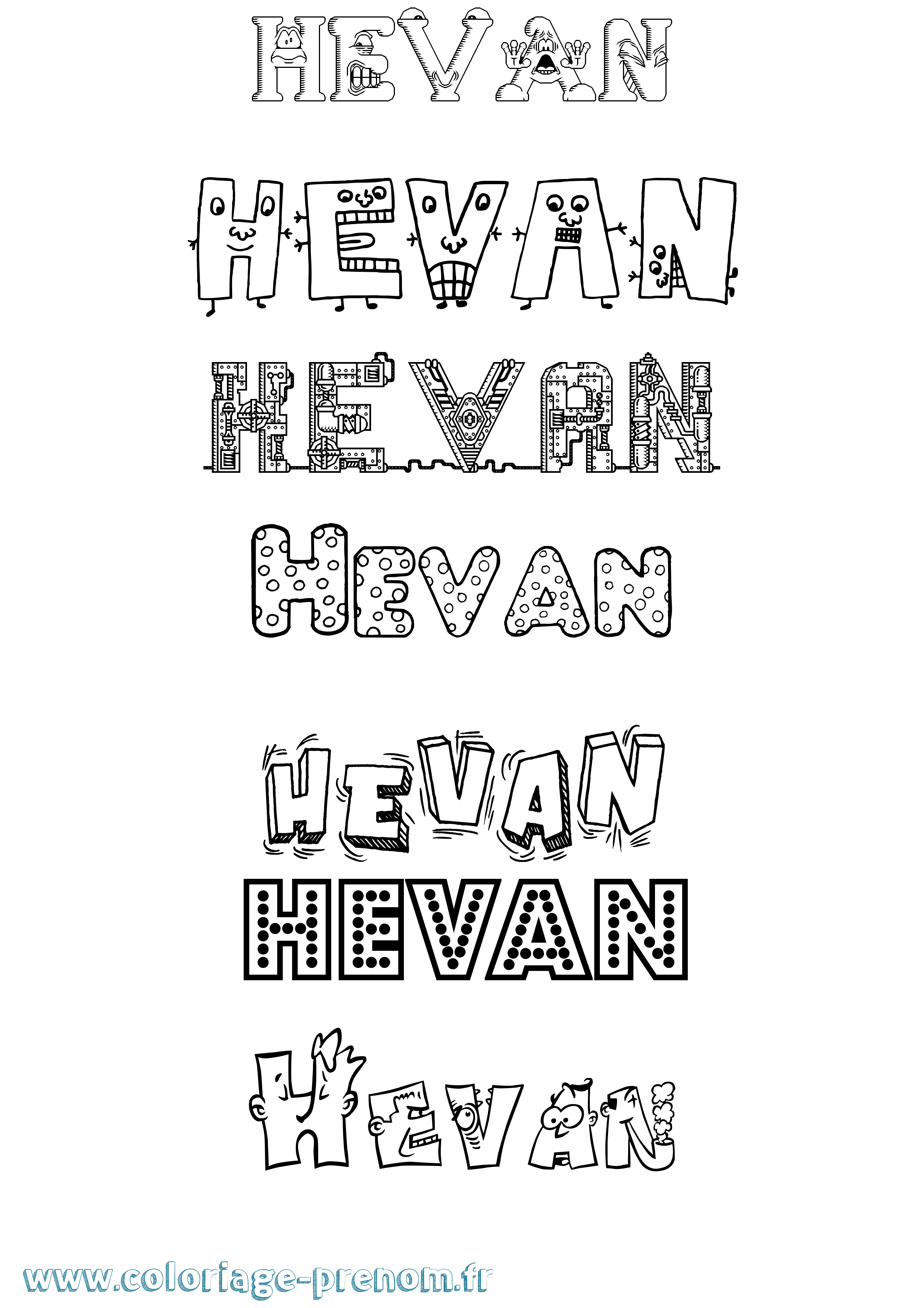 Coloriage Hevan Fun Coloriage prénom Hevan Fun