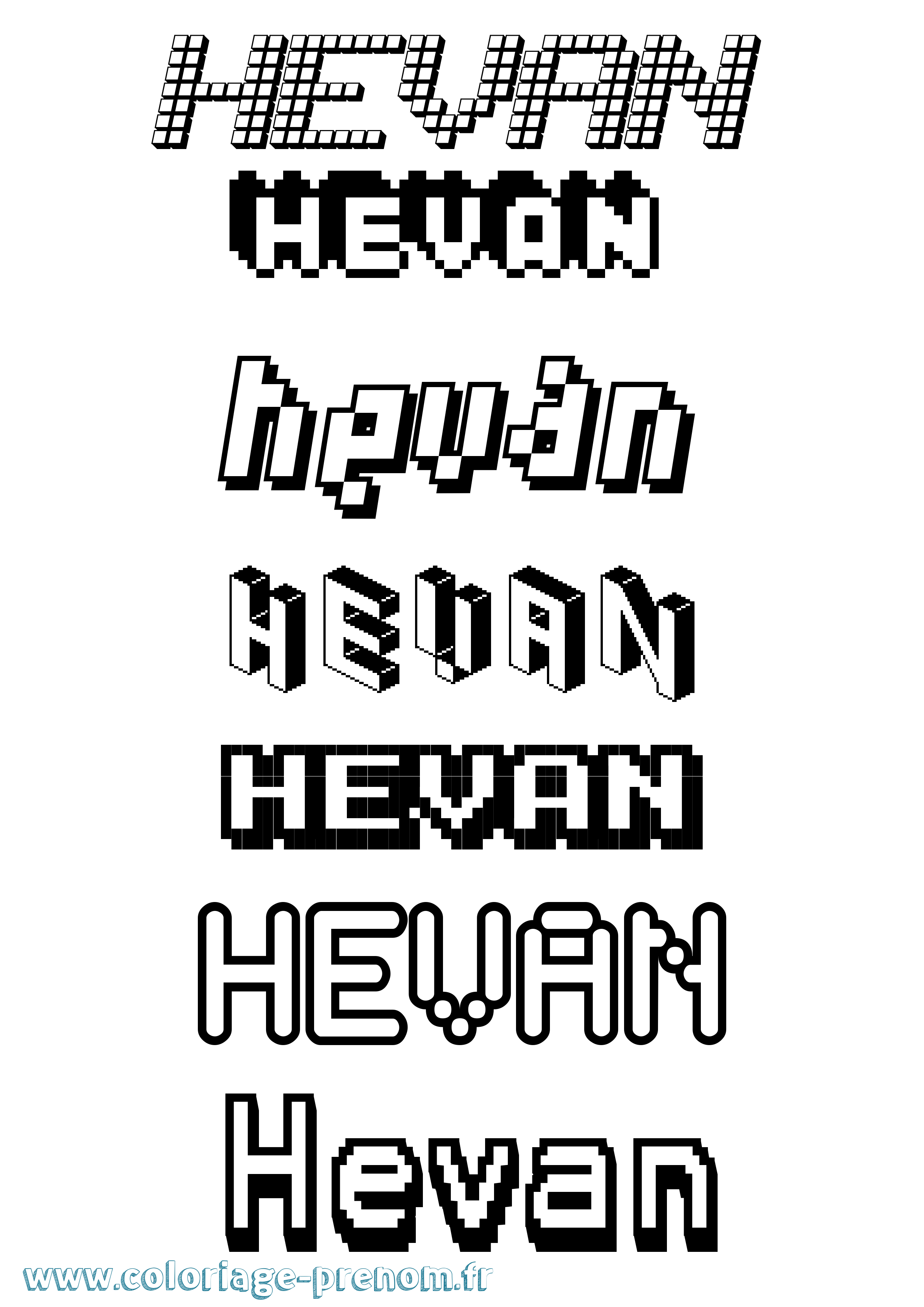 Coloriage Hevan Pixel Coloriage prénom Hevan Pixel