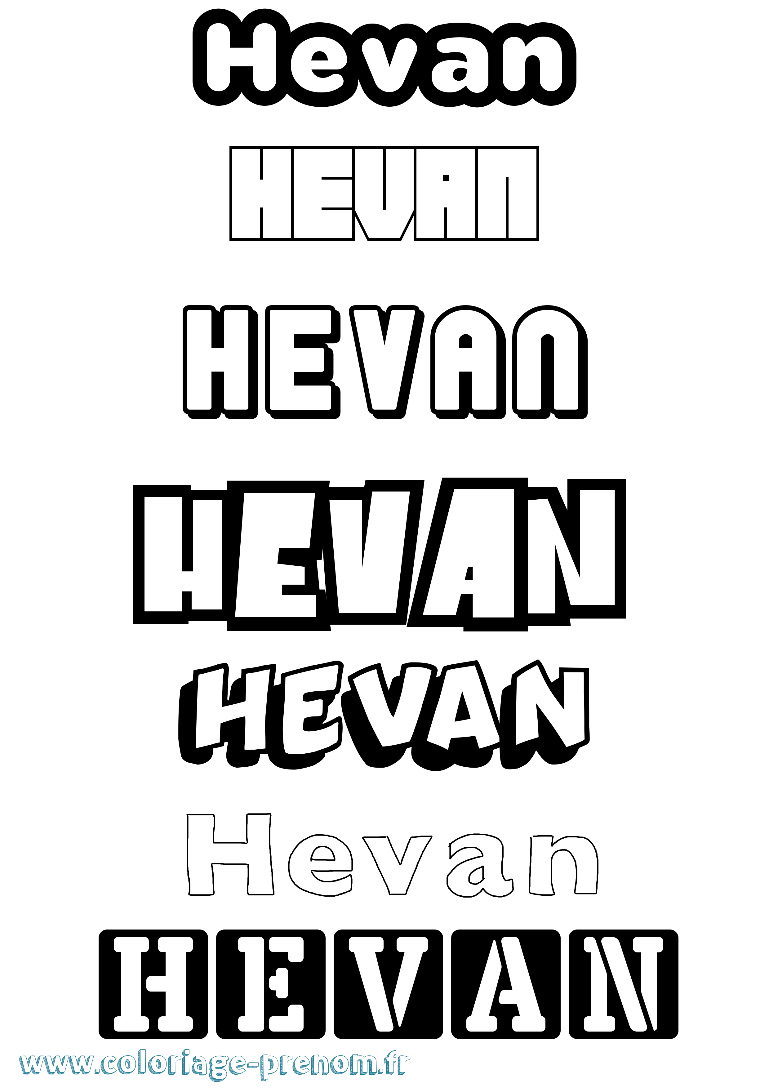 Coloriage Hevan Simple Coloriage prénom Hevan Simple