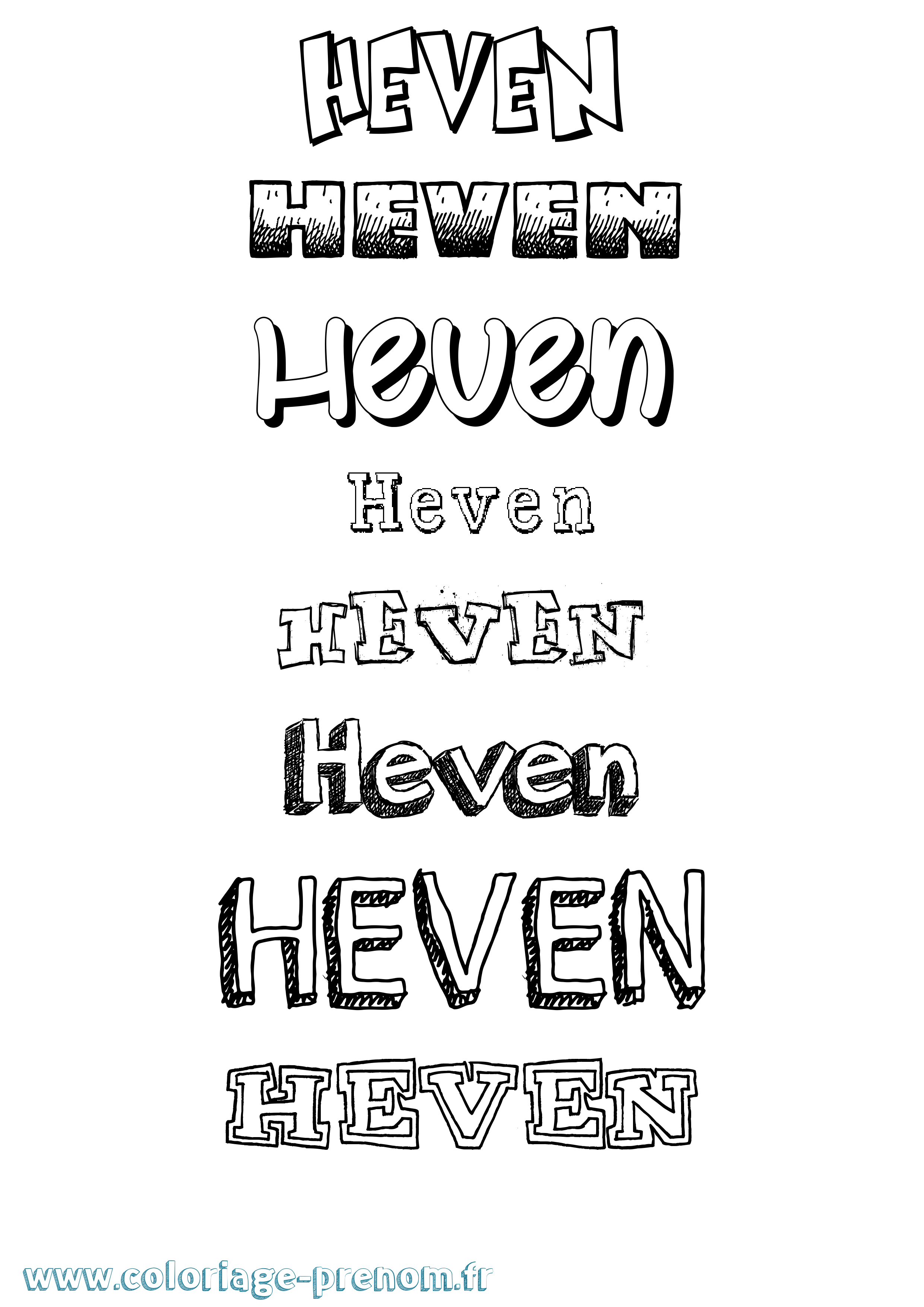 Coloriage Heven Dessiné Coloriage prénom Heven Dessiné