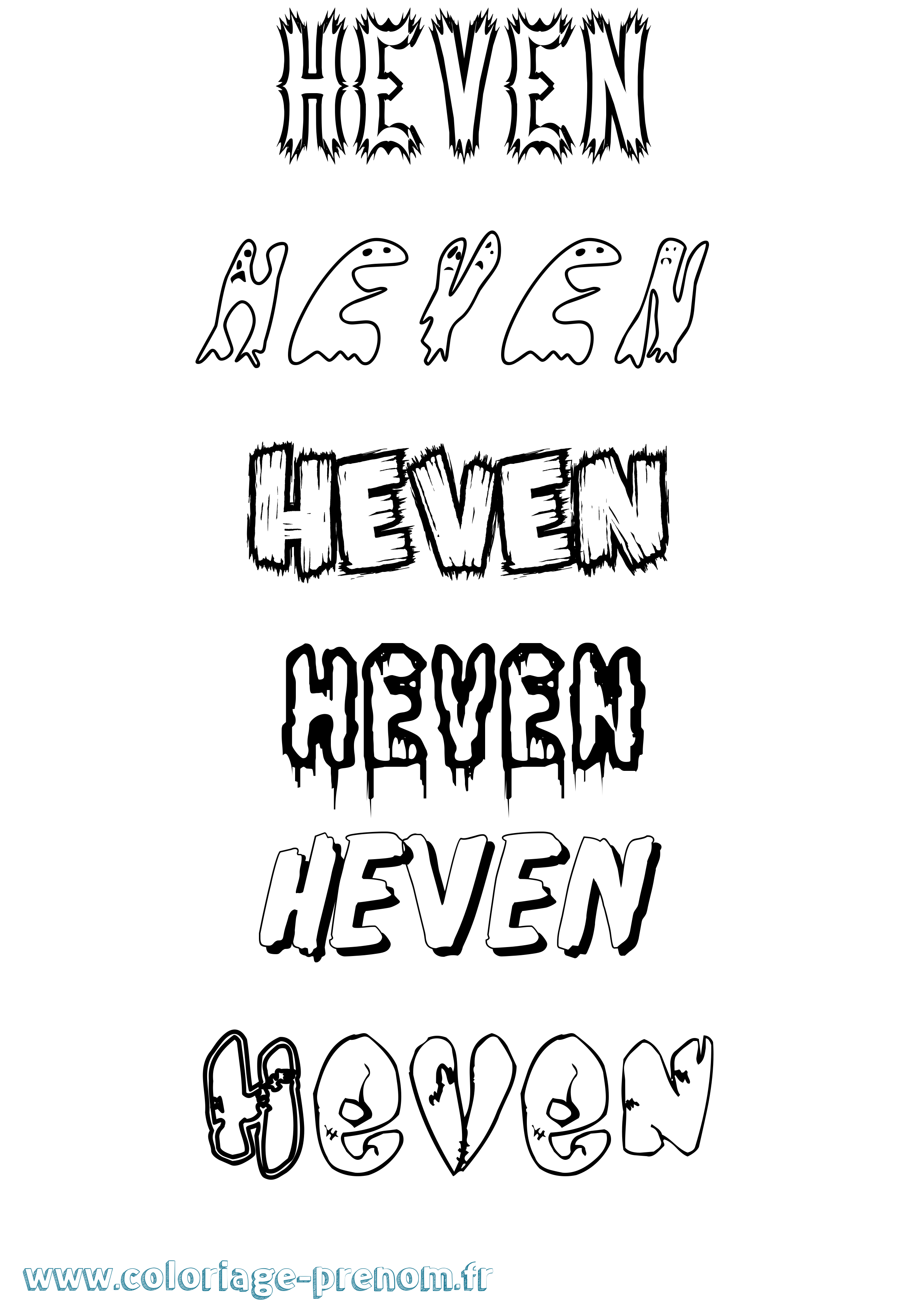 Coloriage Heven Frisson Coloriage prénom Heven Frisson