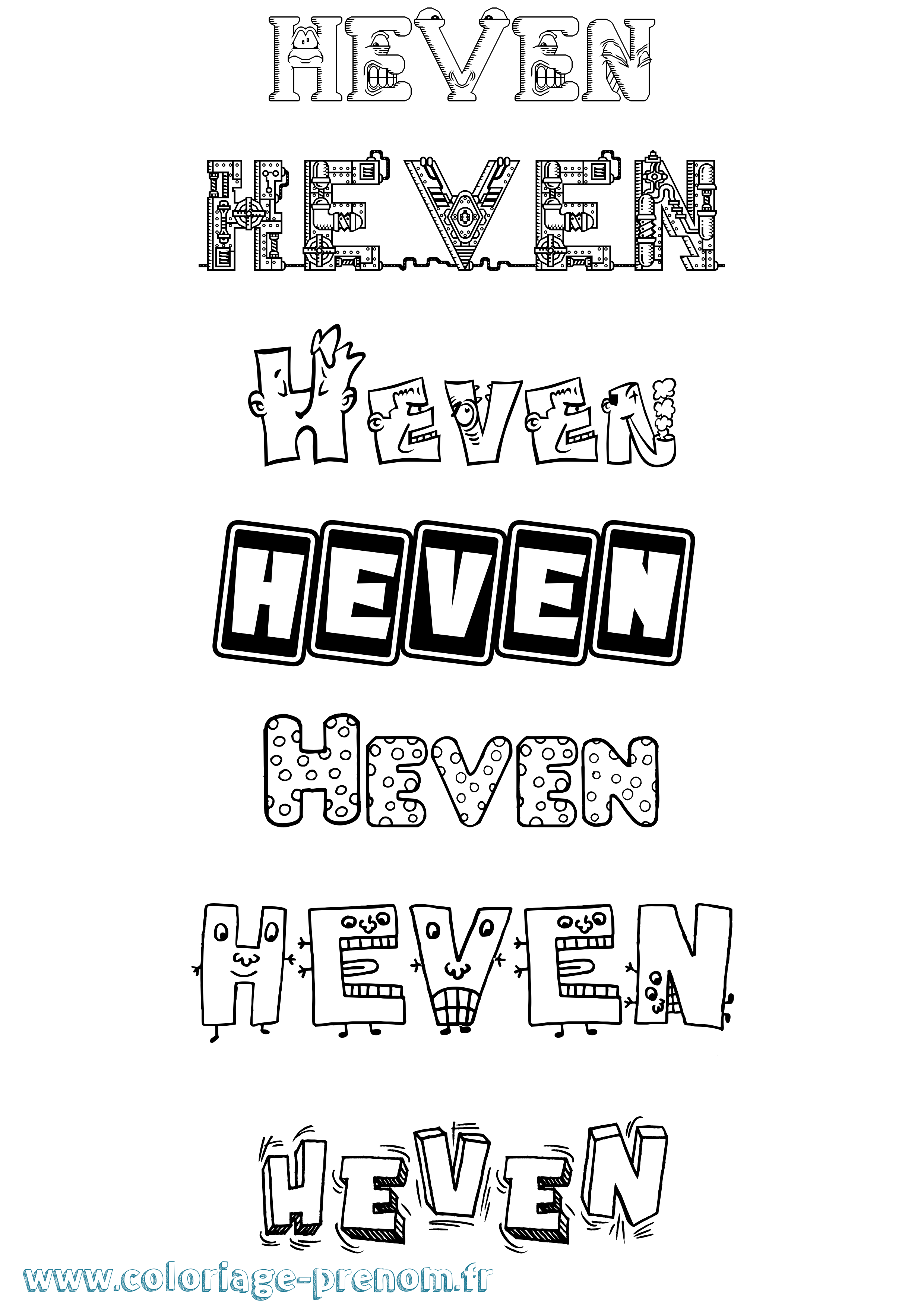 Coloriage Heven Fun Coloriage prénom Heven Fun