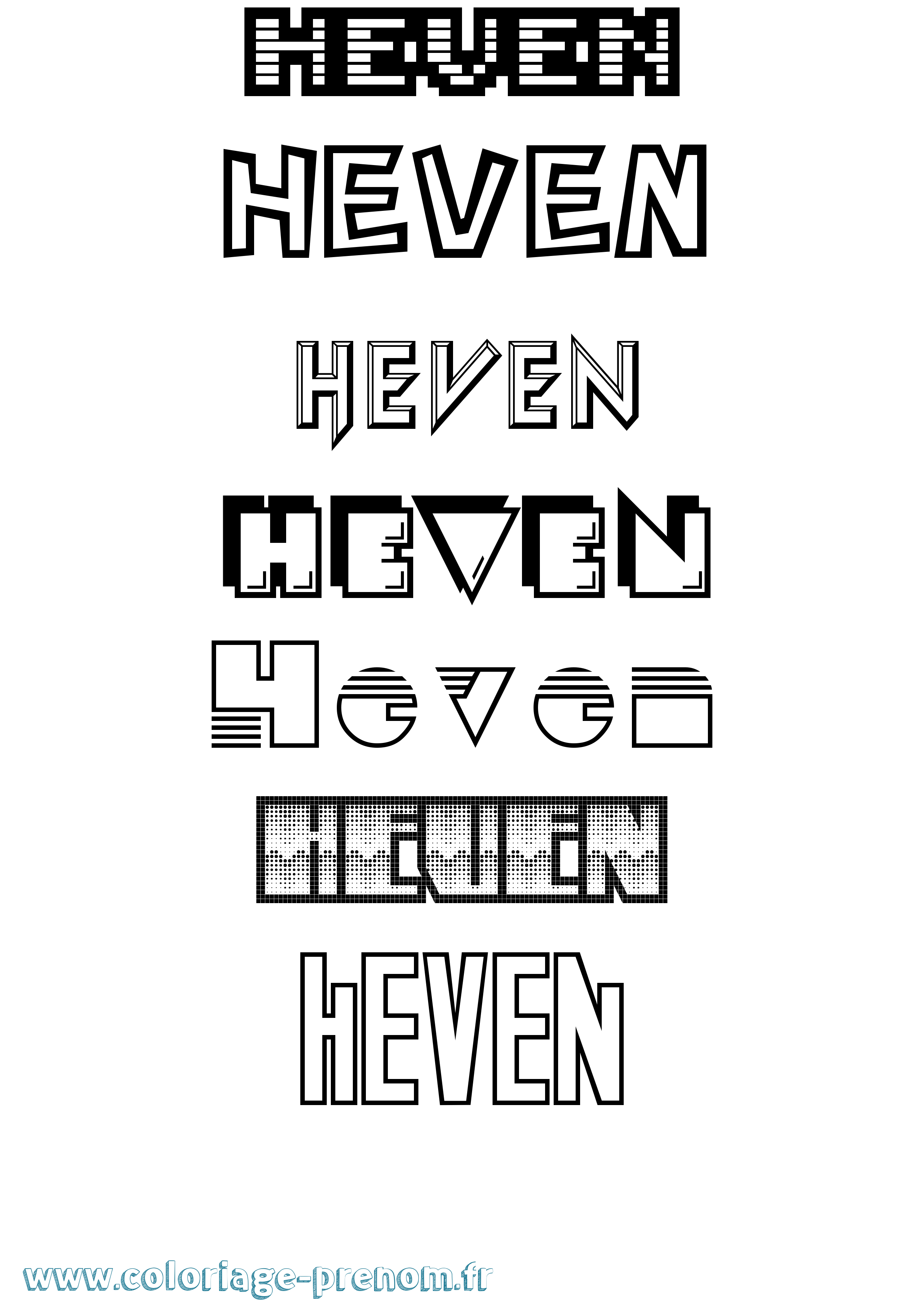 Coloriage Heven Jeux Vidéos Coloriage prénom Heven Jeux Vidéos
