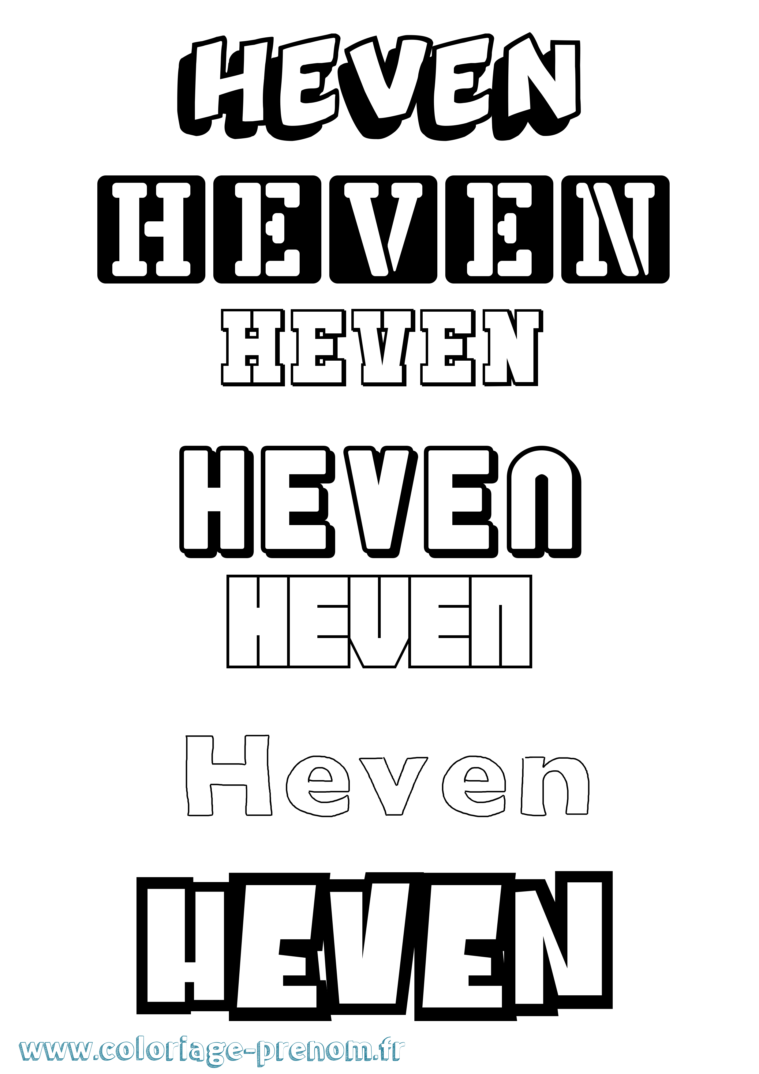 Coloriage Heven Simple Coloriage prénom Heven Simple
