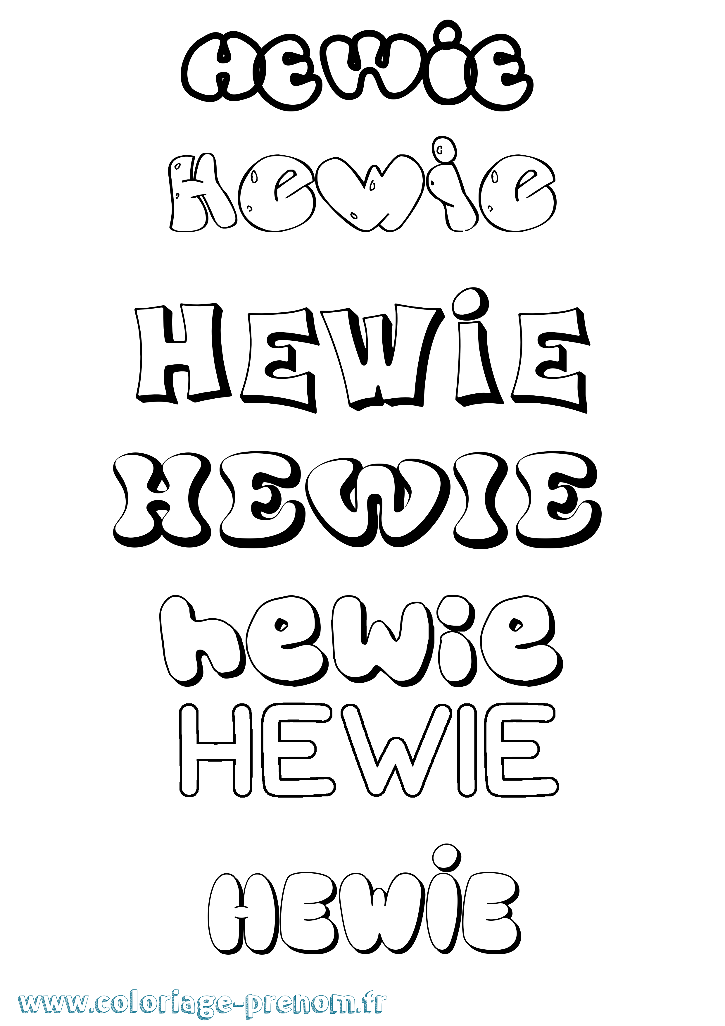 Coloriage Hewie Bubble Coloriage prénom Hewie Bubble