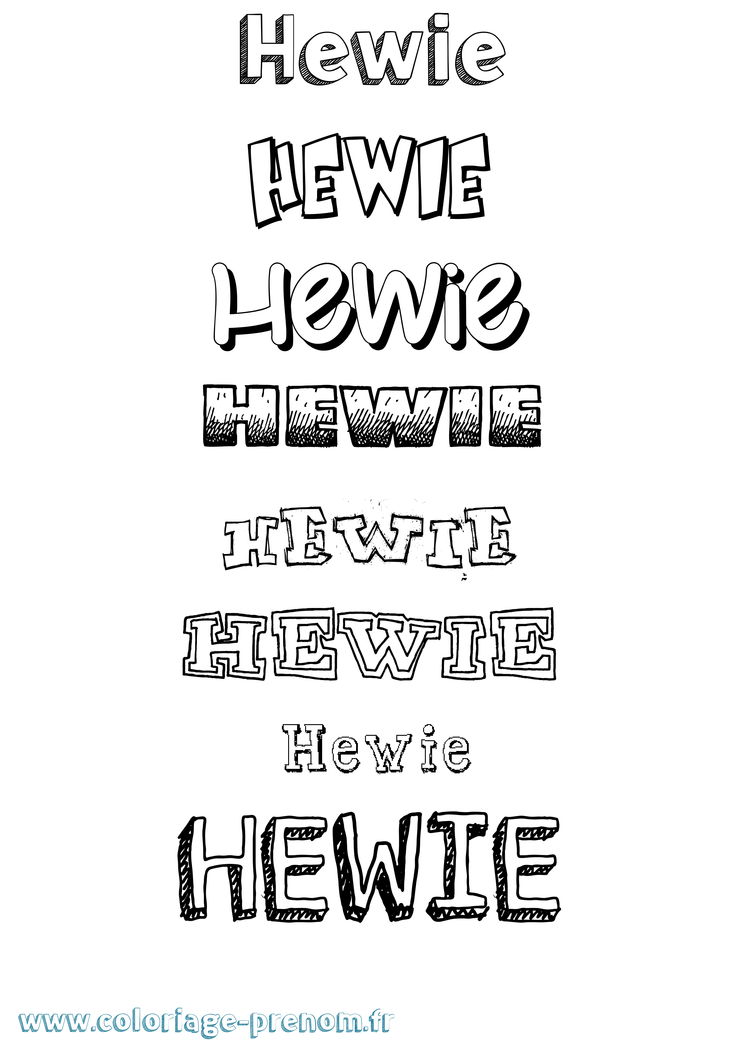 Coloriage Hewie Dessiné Coloriage prénom Hewie Dessiné