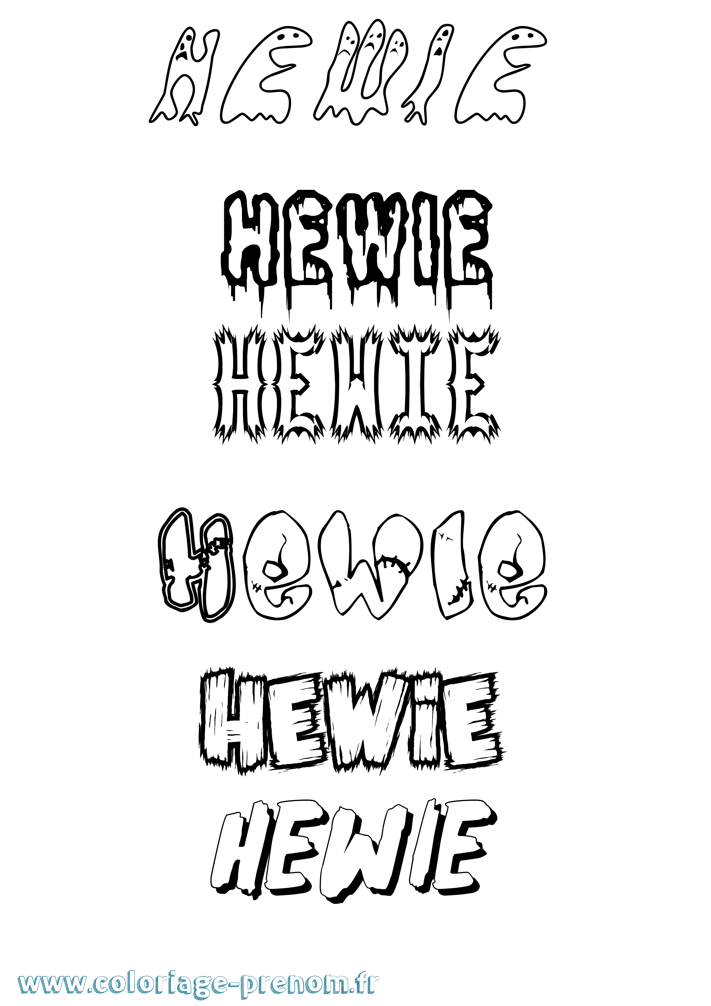 Coloriage Hewie Frisson Coloriage prénom Hewie Frisson