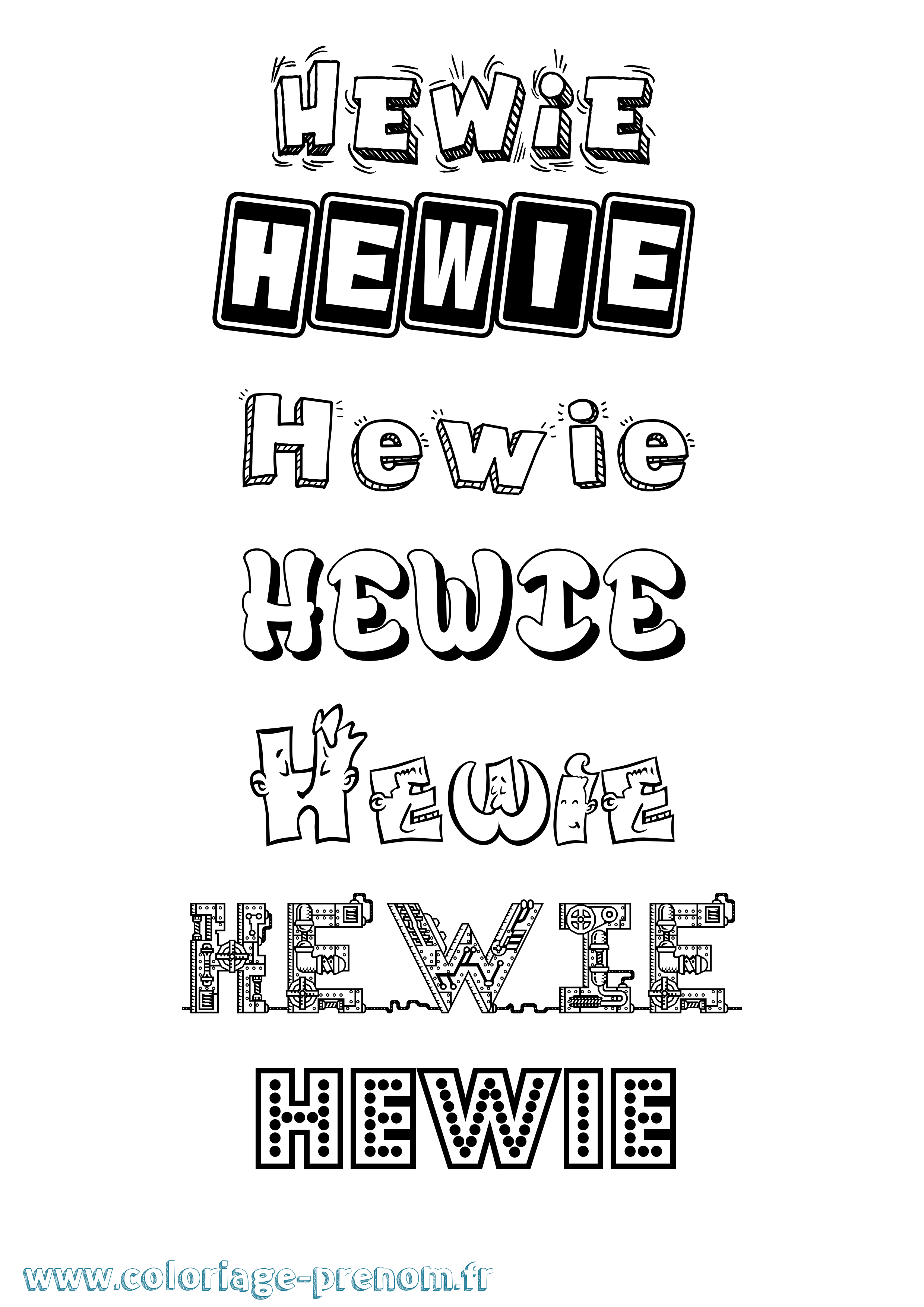 Coloriage Hewie Fun Coloriage prénom Hewie Fun