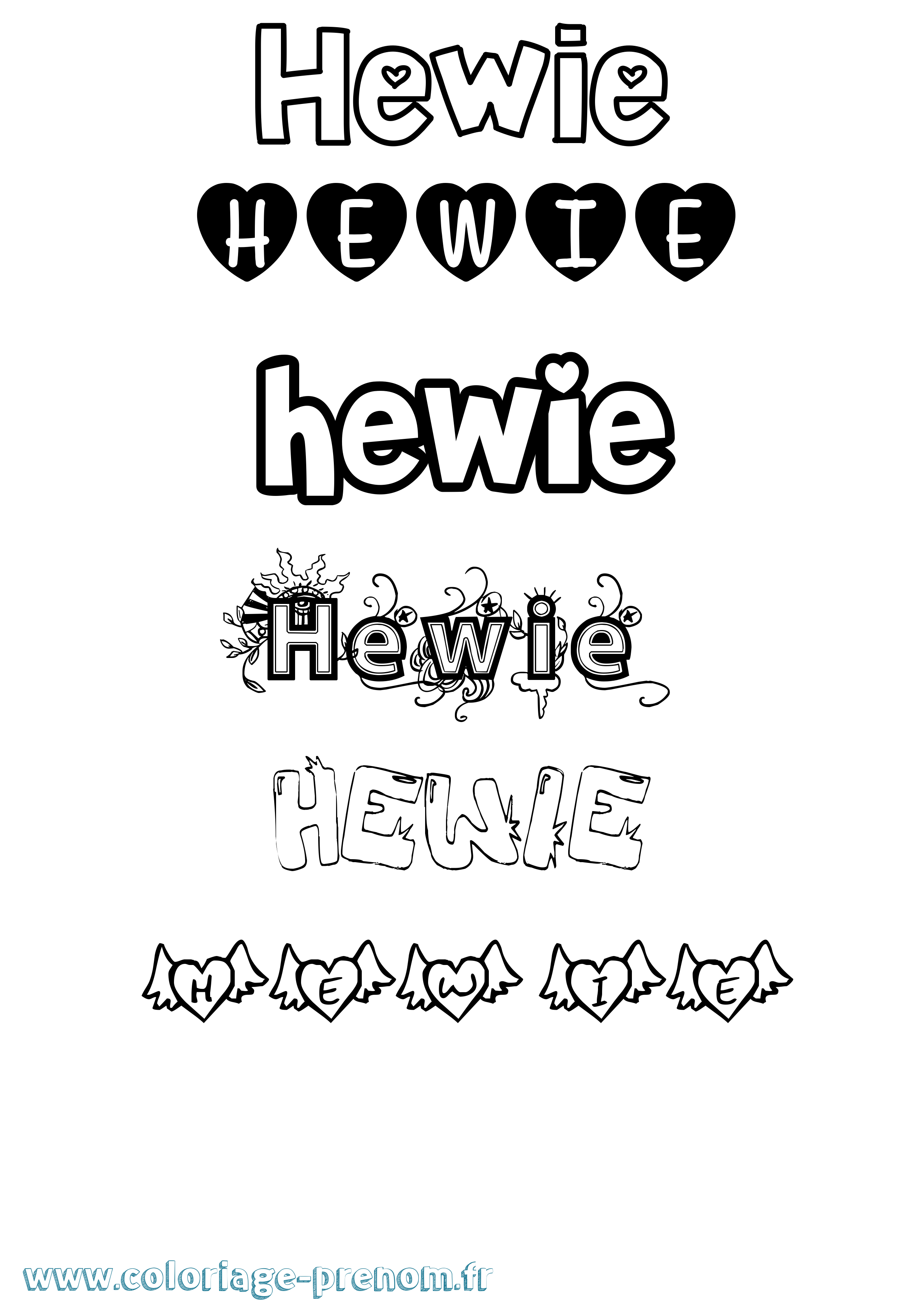 Coloriage Hewie Girly Coloriage prénom Hewie Girly