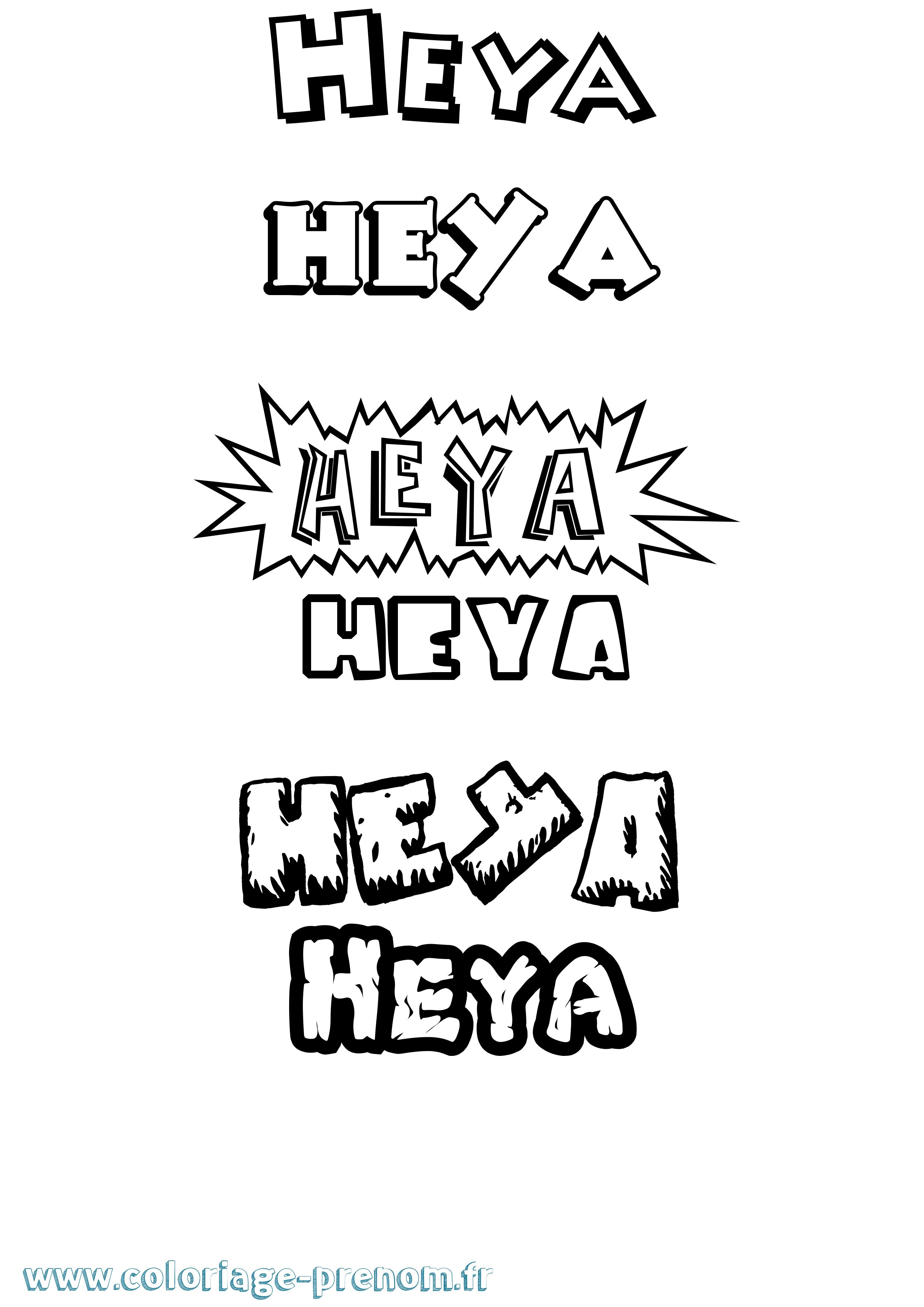 Coloriage Heya Dessin Animé Coloriage prénom Heya Dessin Animé