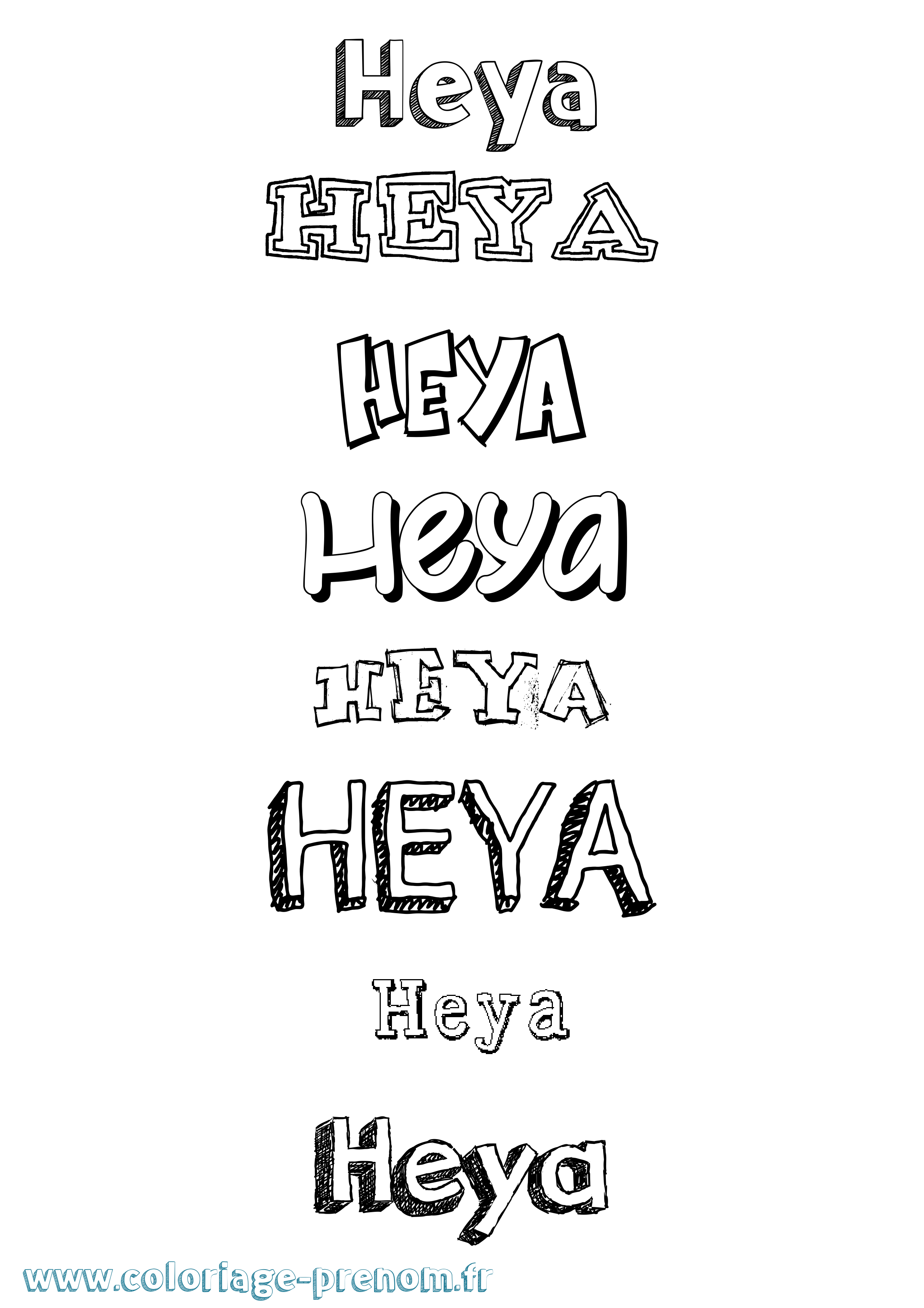 Coloriage Heya Dessiné Coloriage prénom Heya Dessiné
