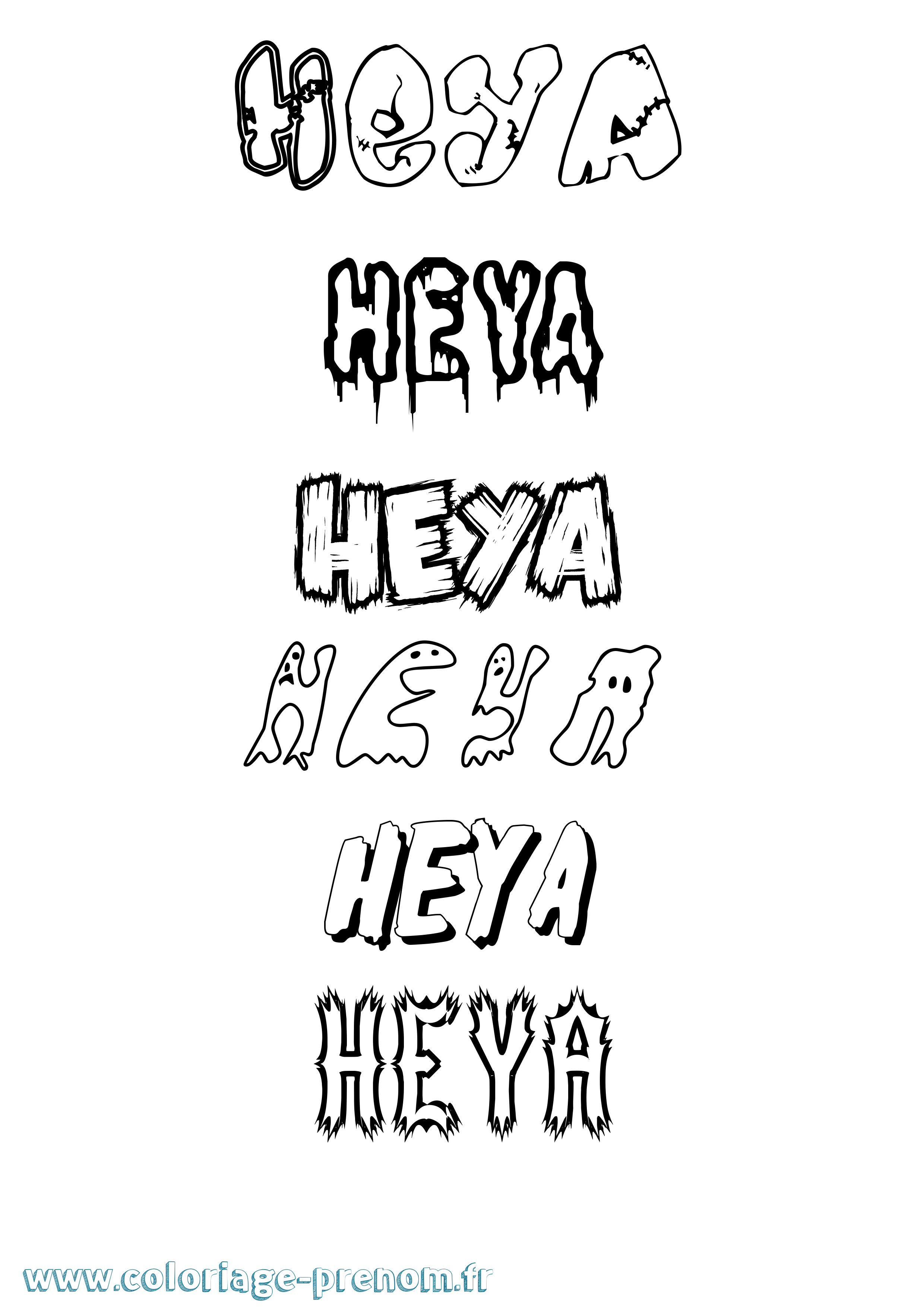 Coloriage Heya Frisson Coloriage prénom Heya Frisson