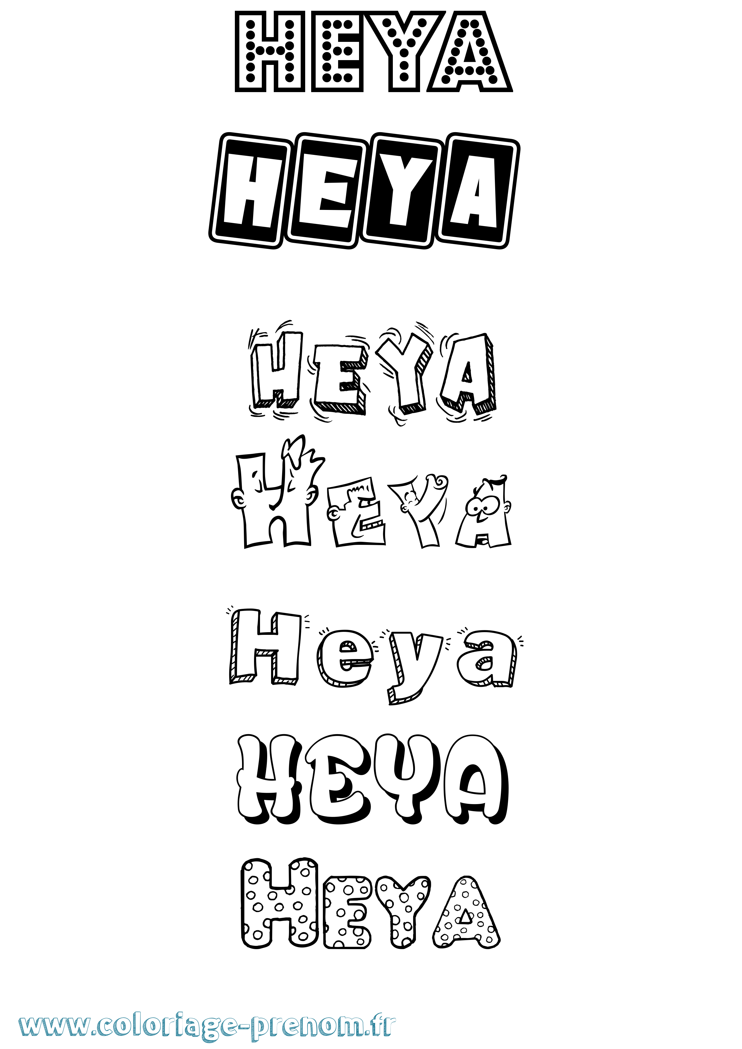 Coloriage Heya Fun Coloriage prénom Heya Fun