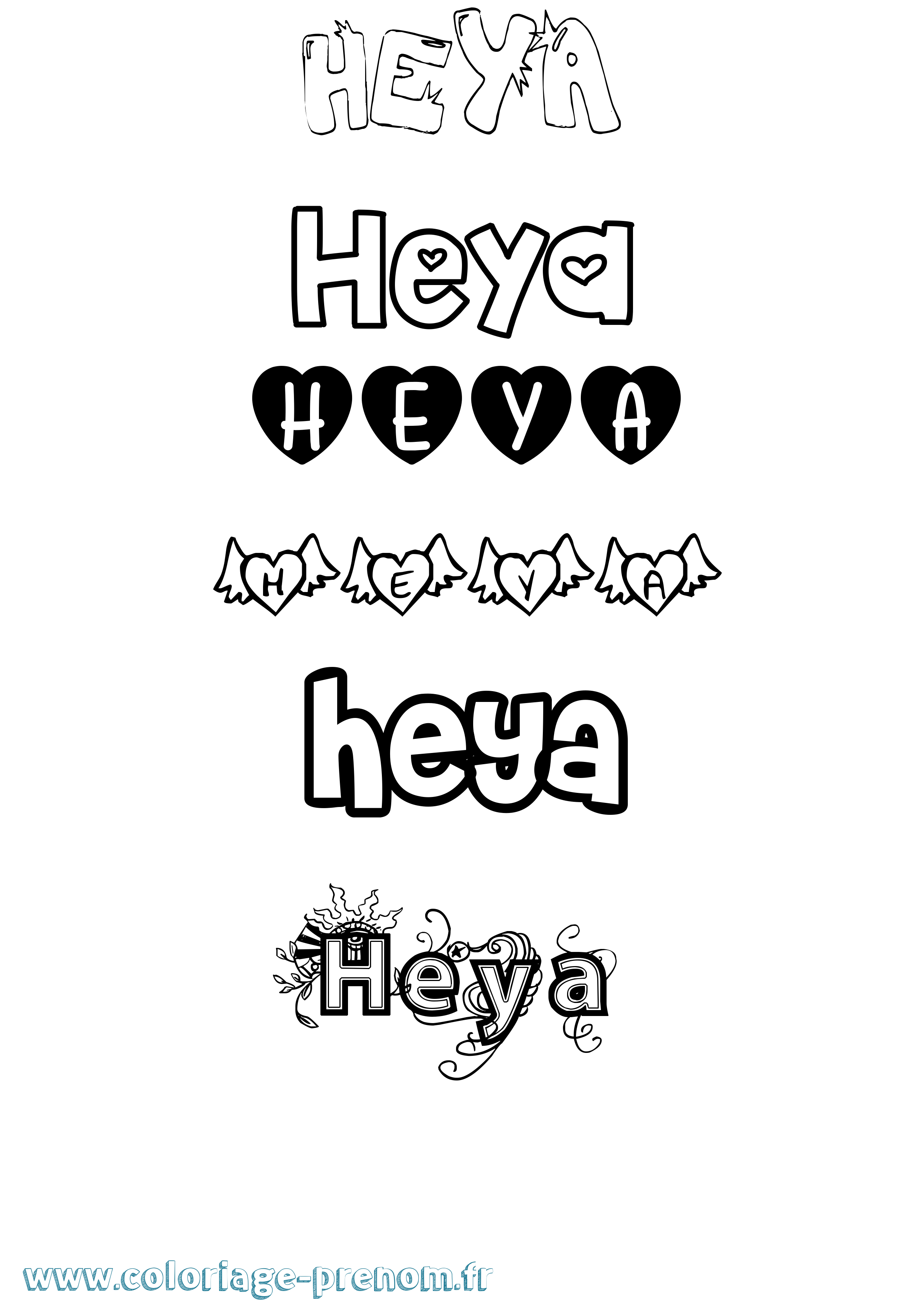 Coloriage Heya Girly Coloriage prénom Heya Girly