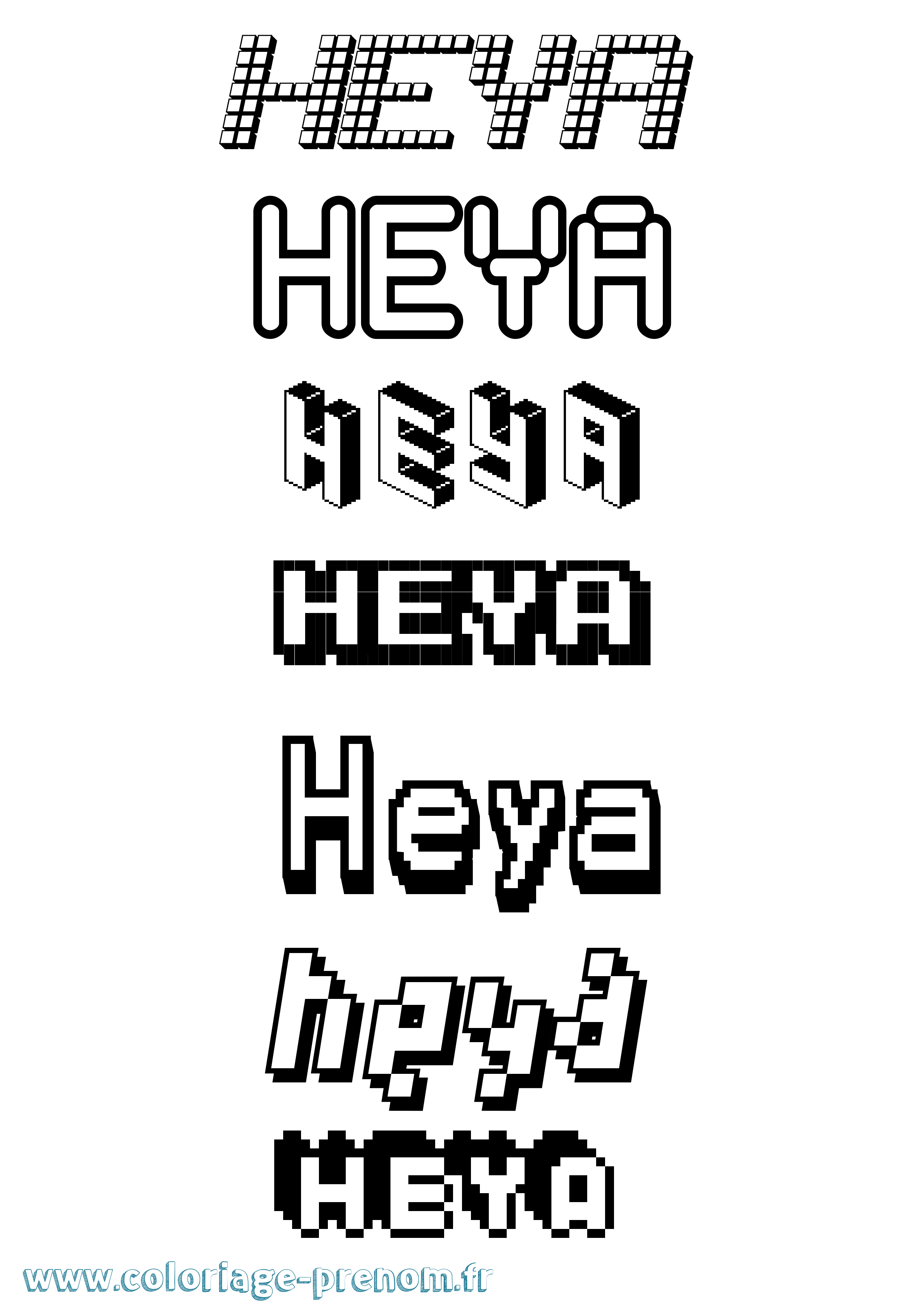 Coloriage Heya Pixel Coloriage prénom Heya Pixel