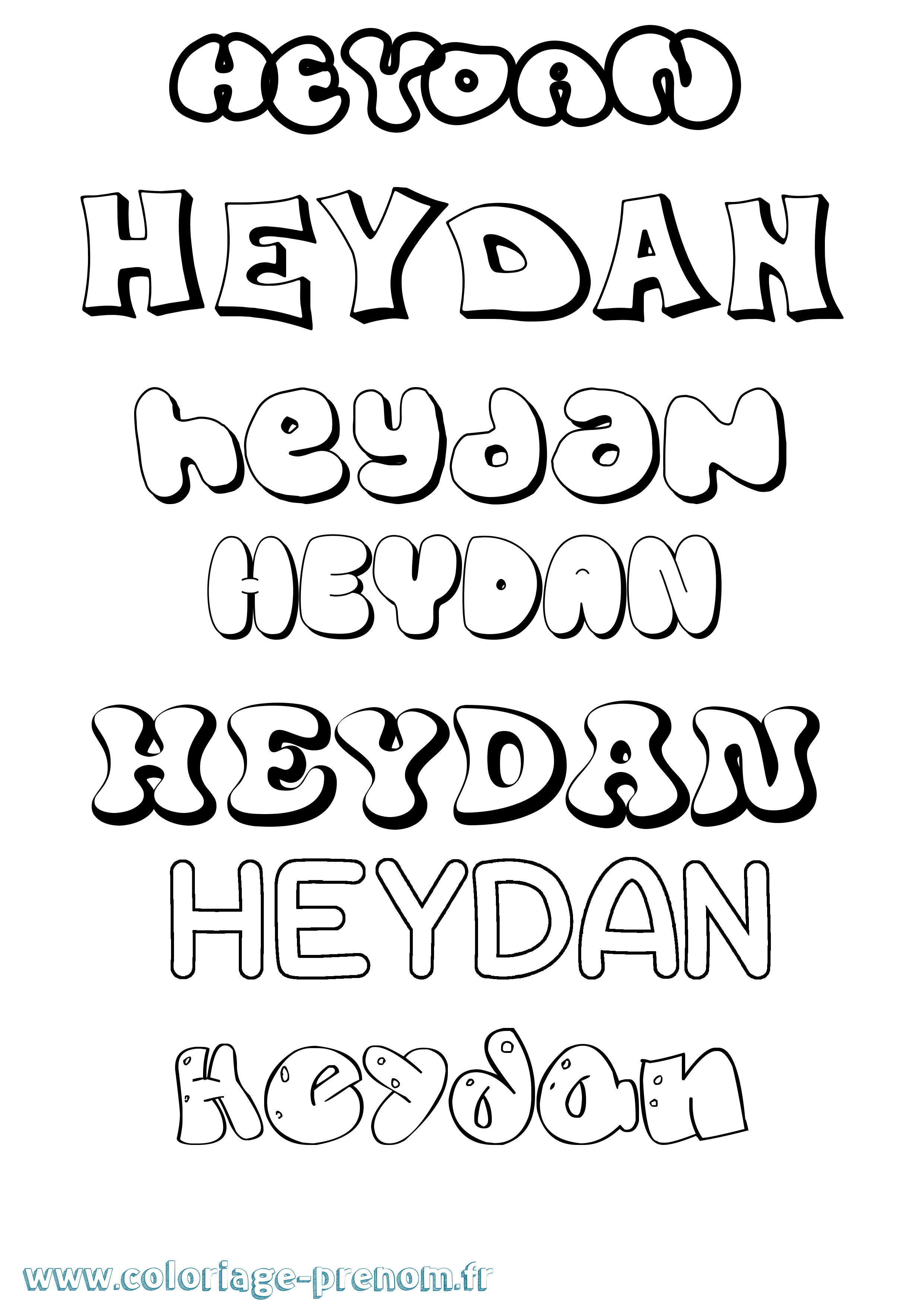 Coloriage Heydan Bubble Coloriage prénom Heydan Bubble