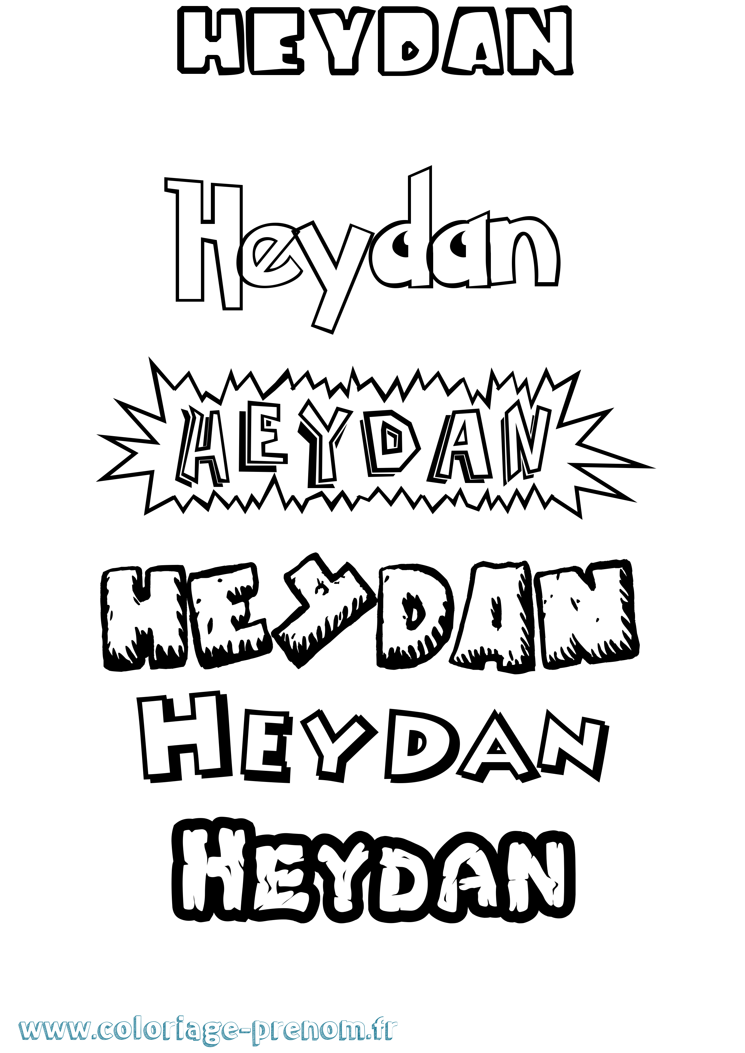 Coloriage Heydan Dessin Animé Coloriage prénom Heydan Dessin Animé