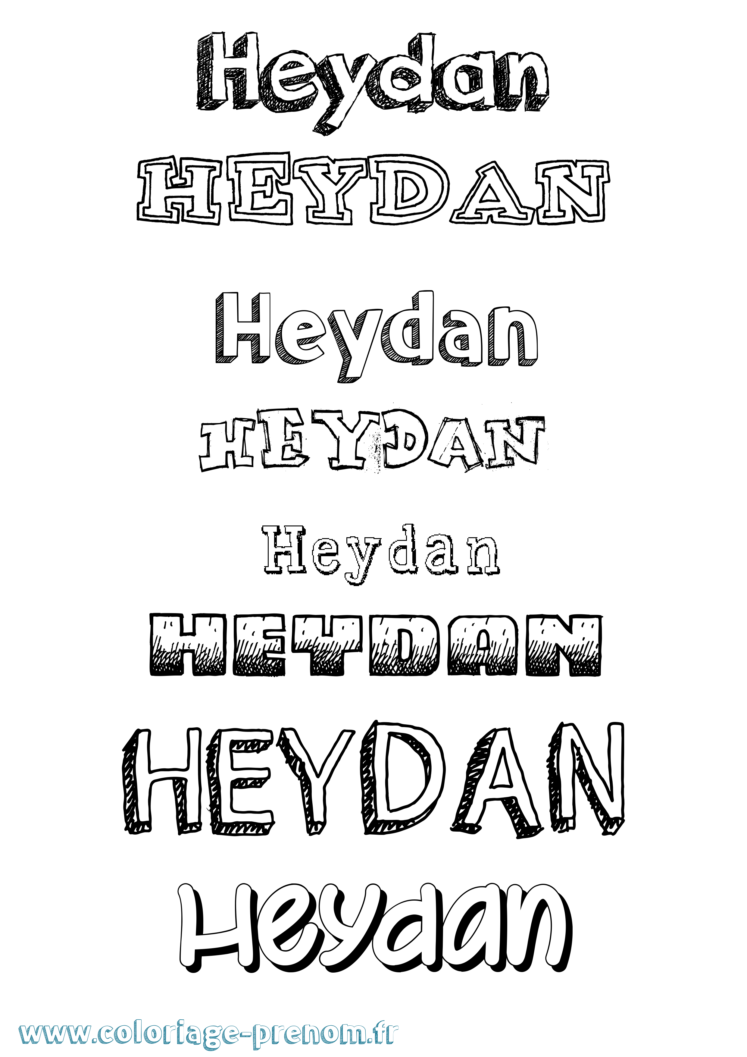 Coloriage Heydan Dessiné Coloriage prénom Heydan Dessiné