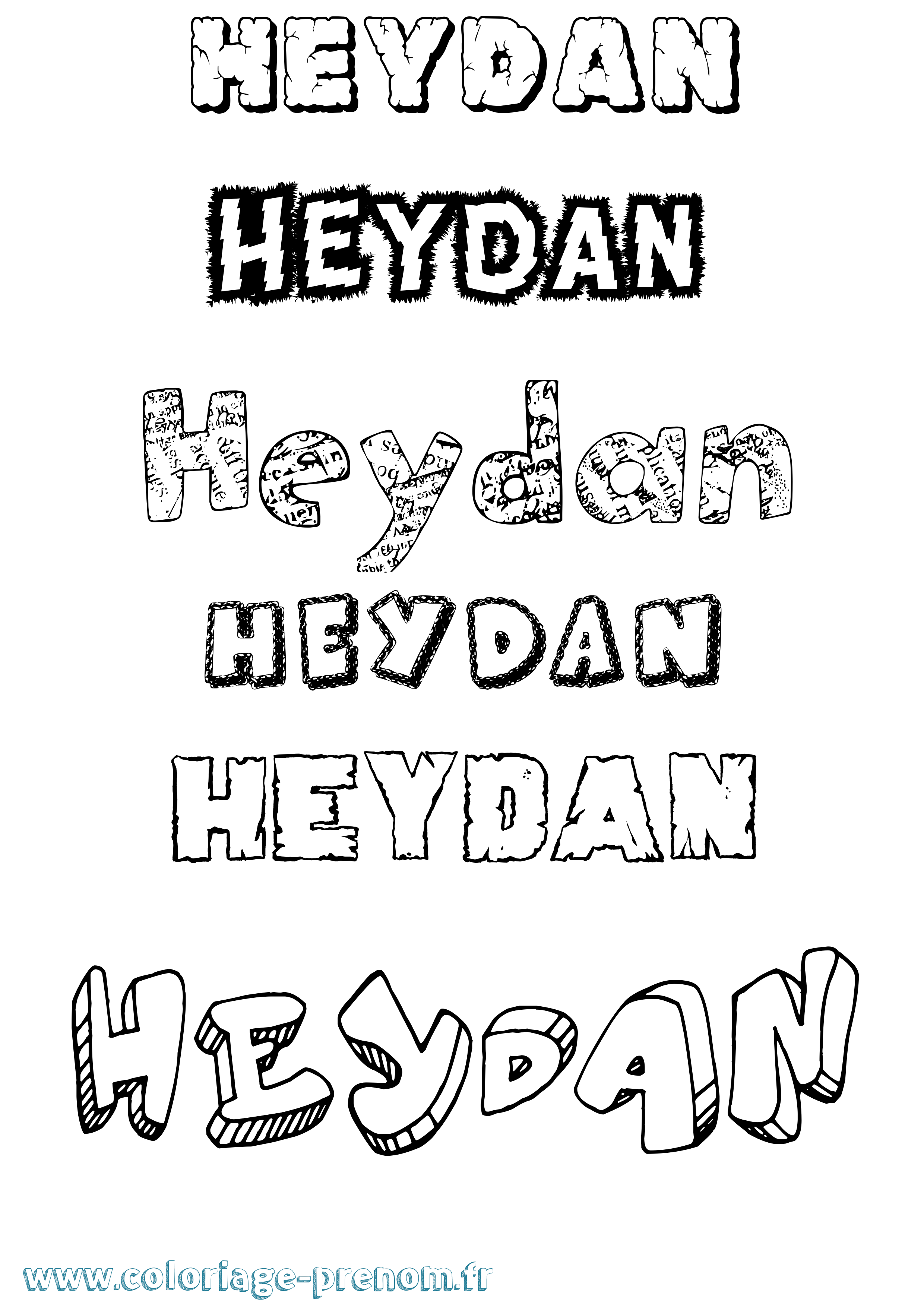 Coloriage Heydan Destructuré Coloriage prénom Heydan Destructuré