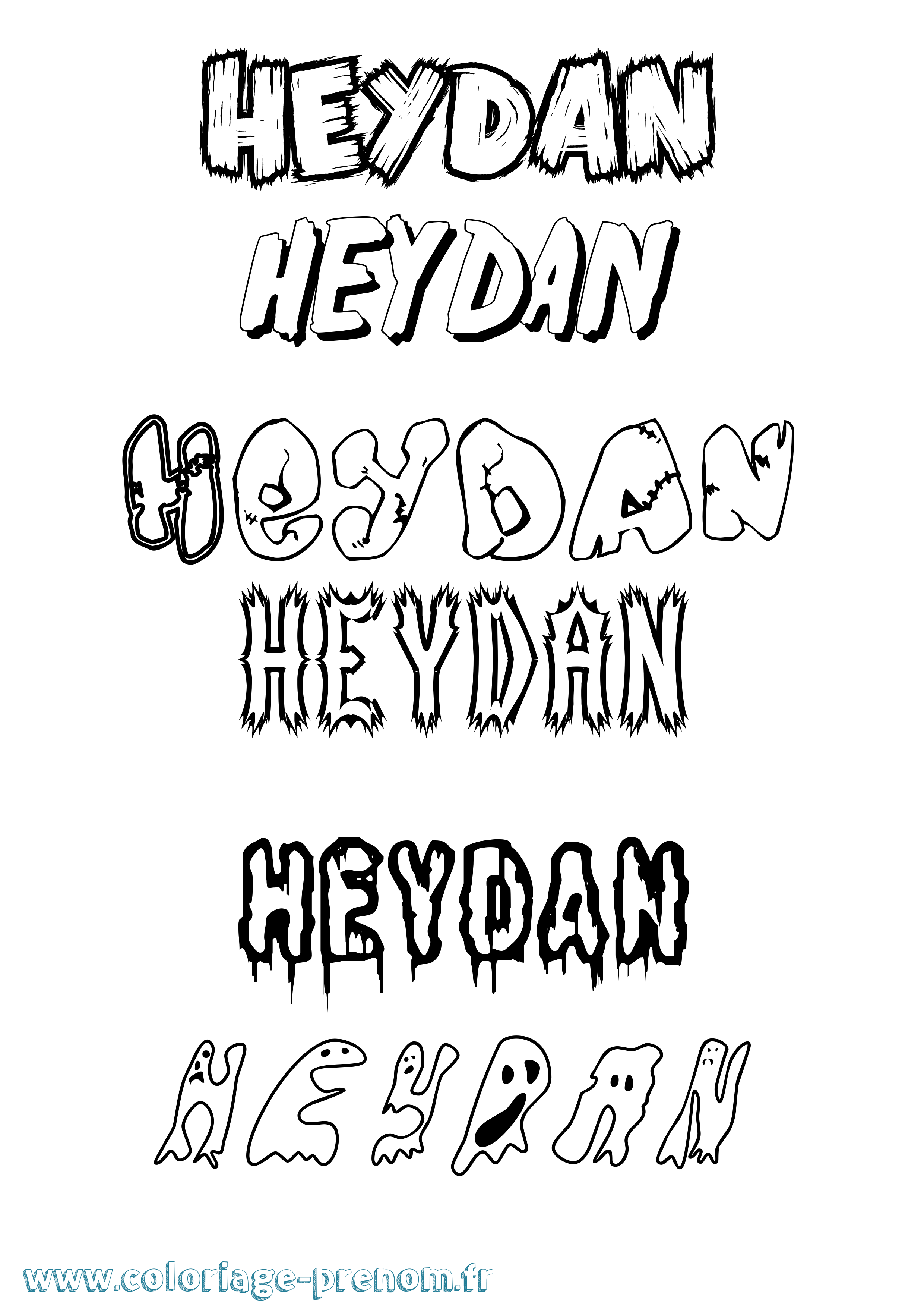 Coloriage Heydan Frisson Coloriage prénom Heydan Frisson