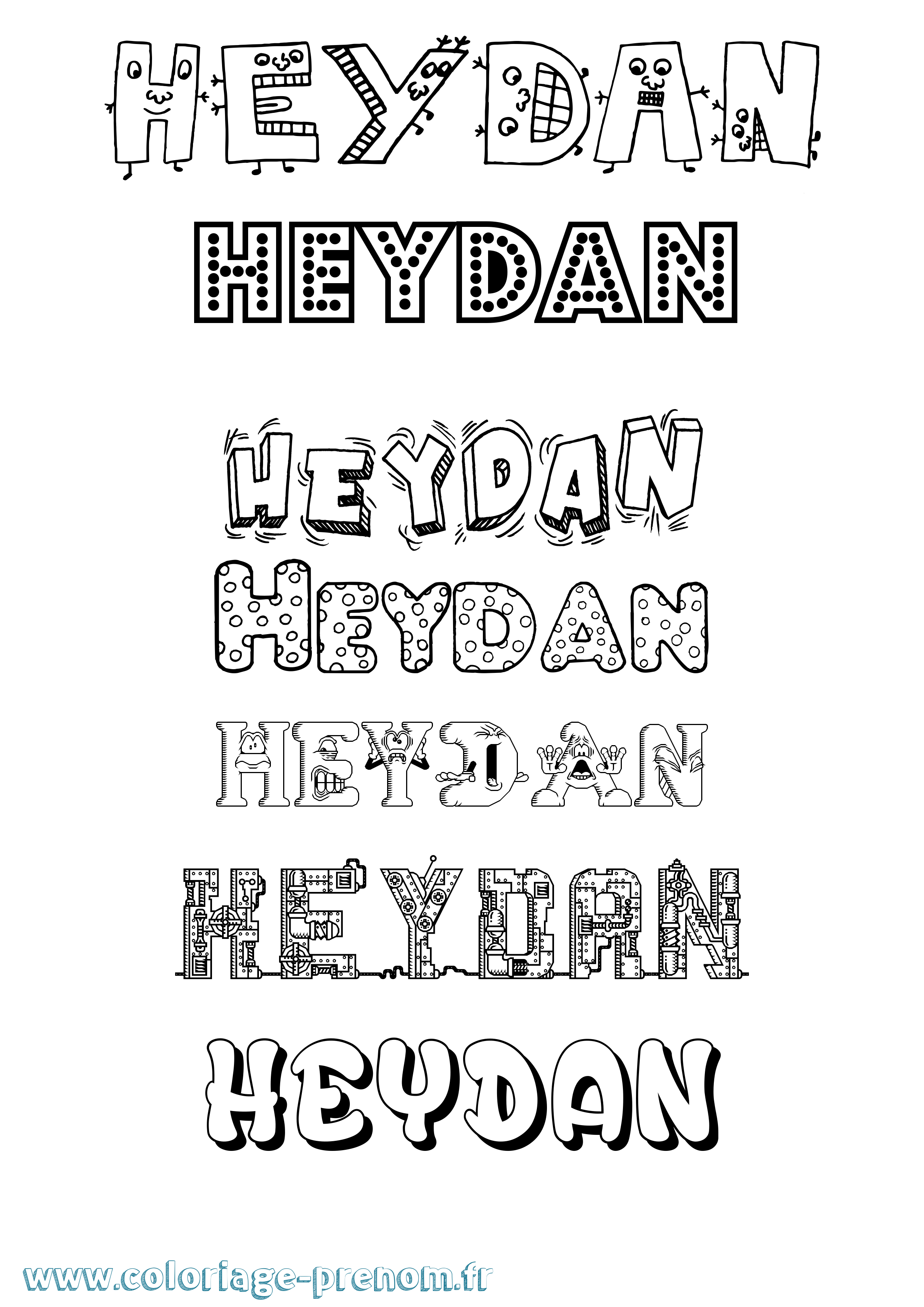 Coloriage Heydan Fun Coloriage prénom Heydan Fun