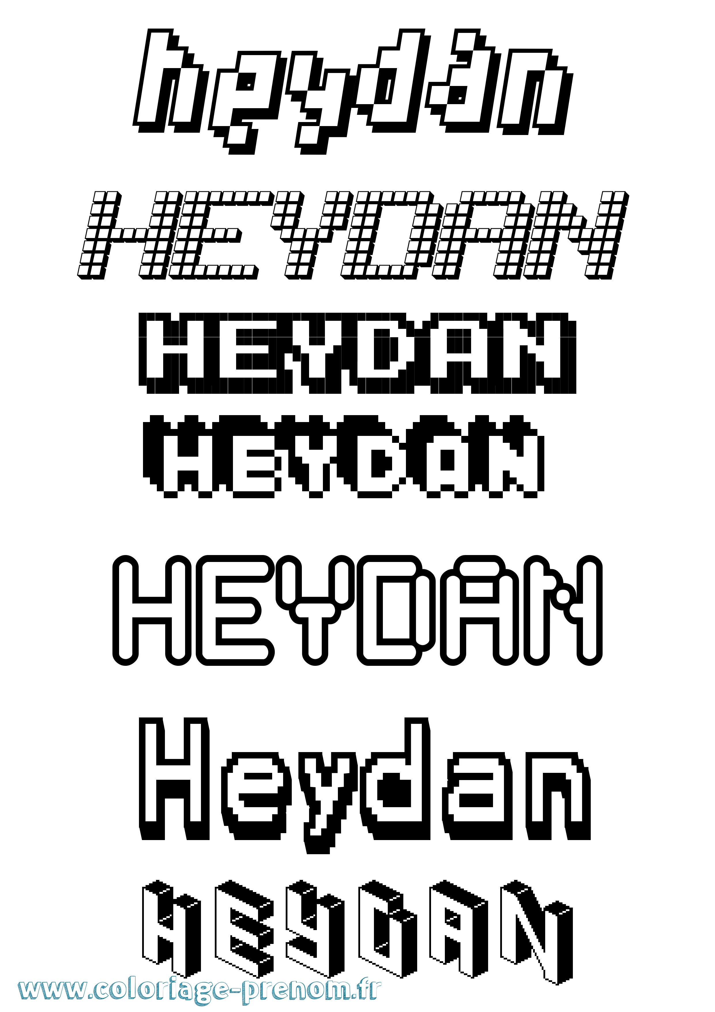 Coloriage Heydan Pixel Coloriage prénom Heydan Pixel