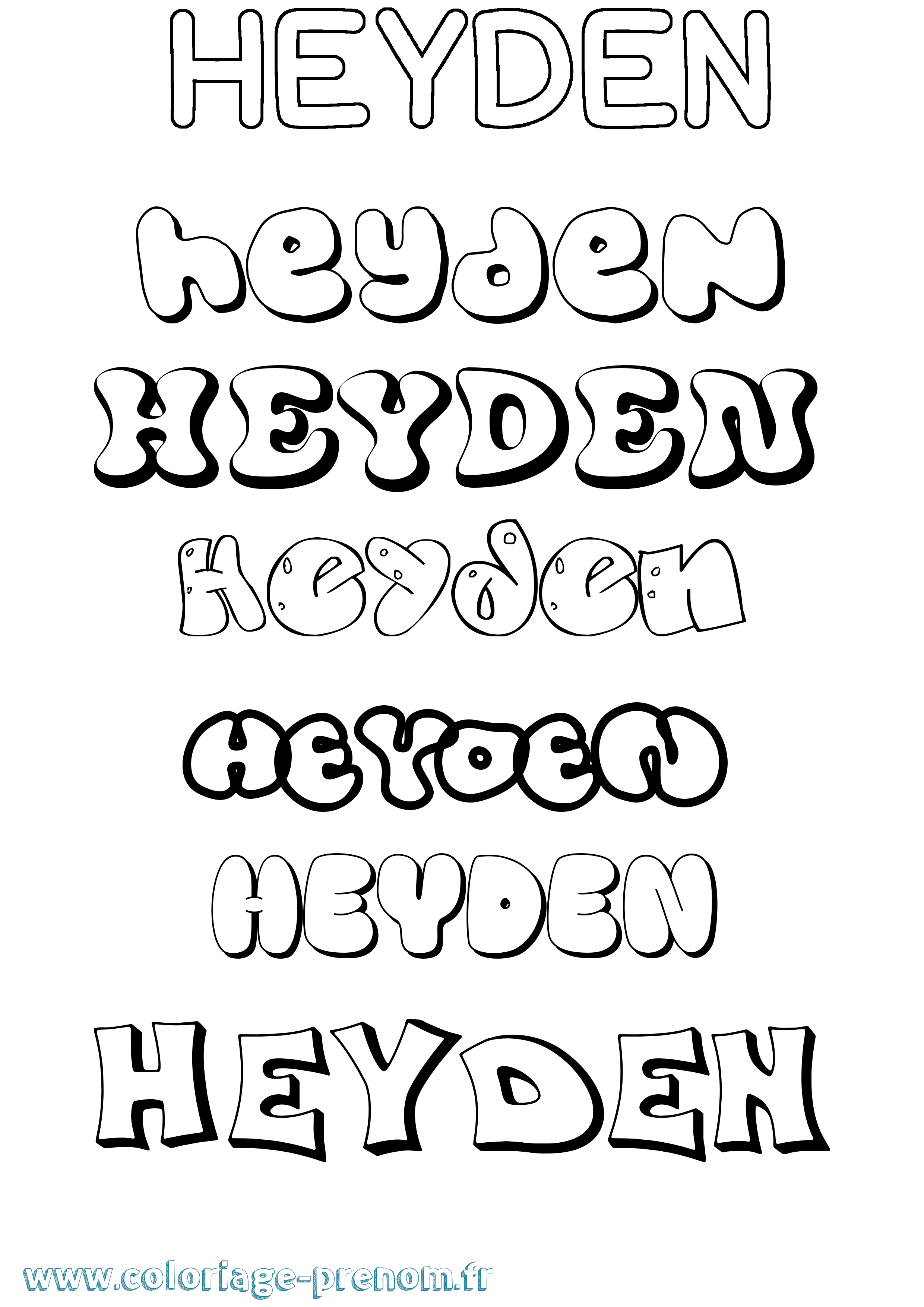 Coloriage Heyden Bubble Coloriage prénom Heyden Bubble