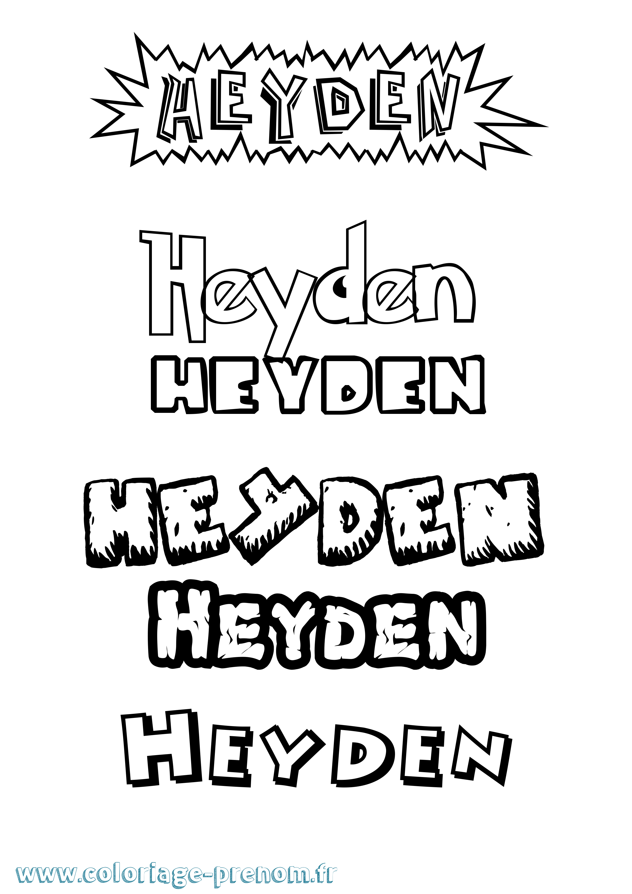 Coloriage Heyden Dessin Animé Coloriage prénom Heyden Dessin Animé