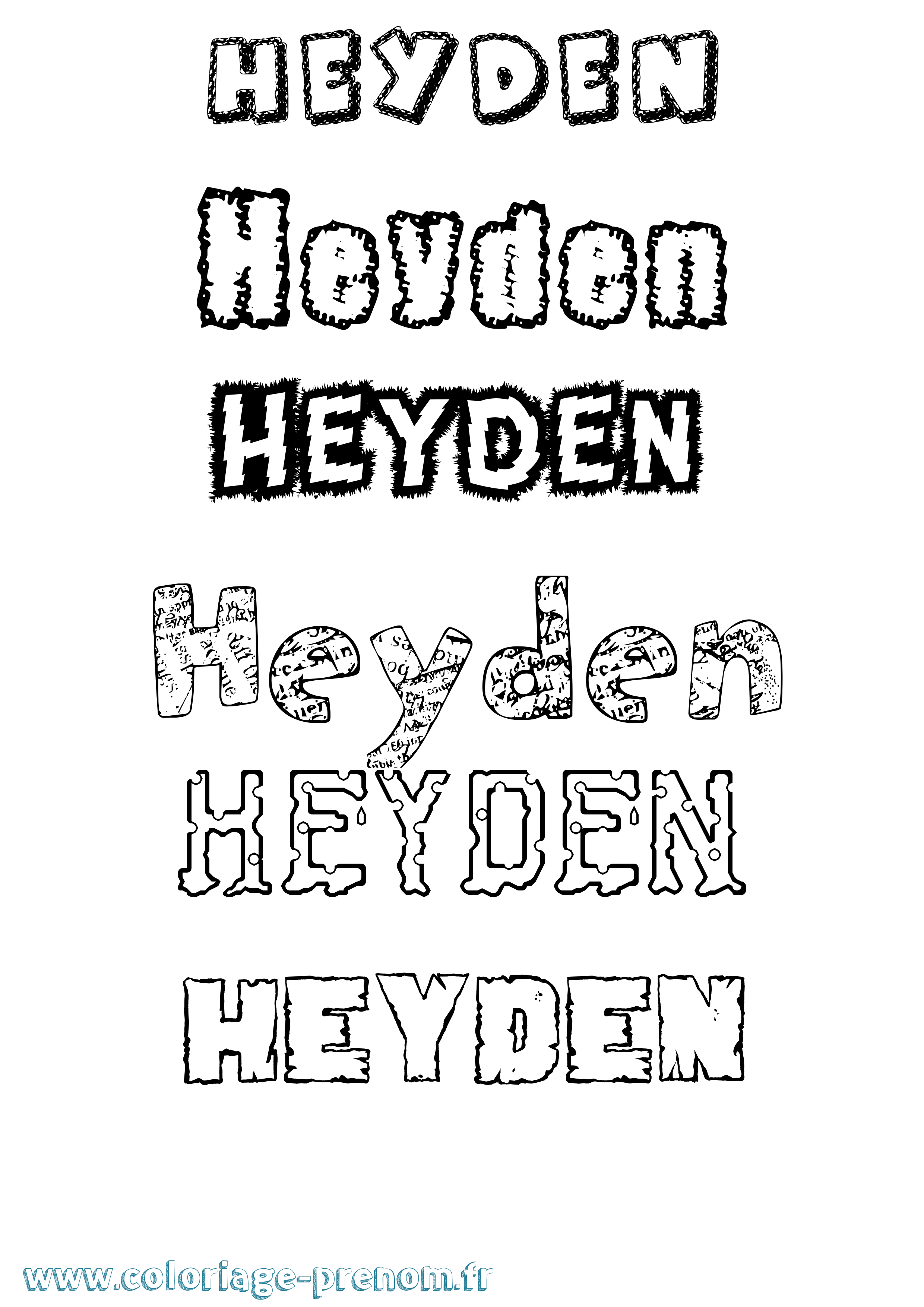 Coloriage Heyden Destructuré Coloriage prénom Heyden Destructuré