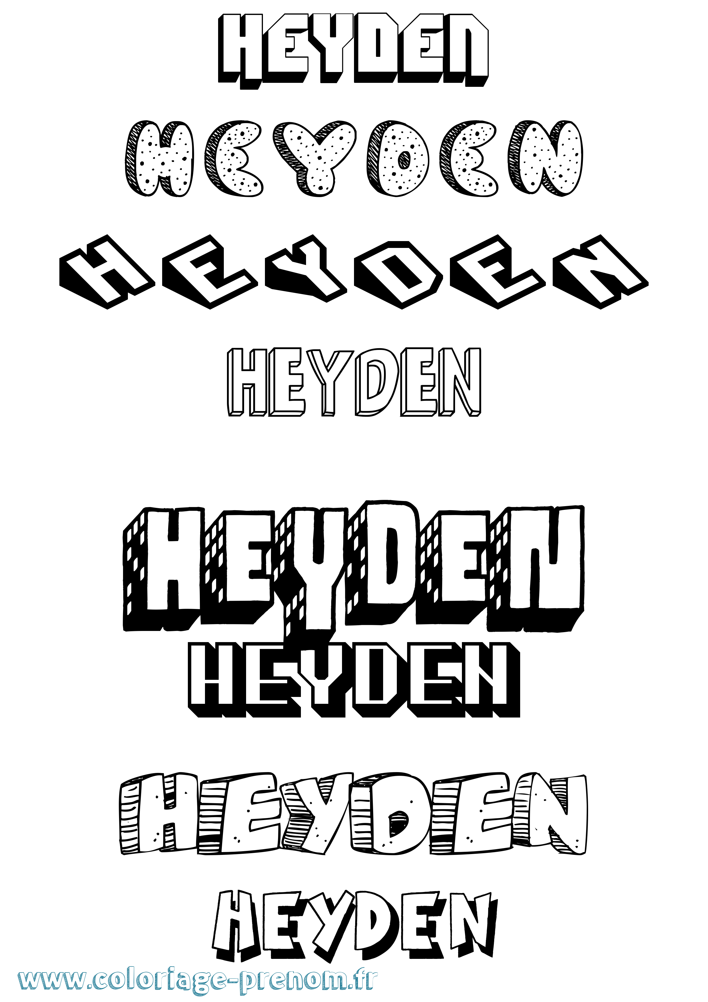 Coloriage Heyden Effet 3D Coloriage prénom Heyden Effet 3D