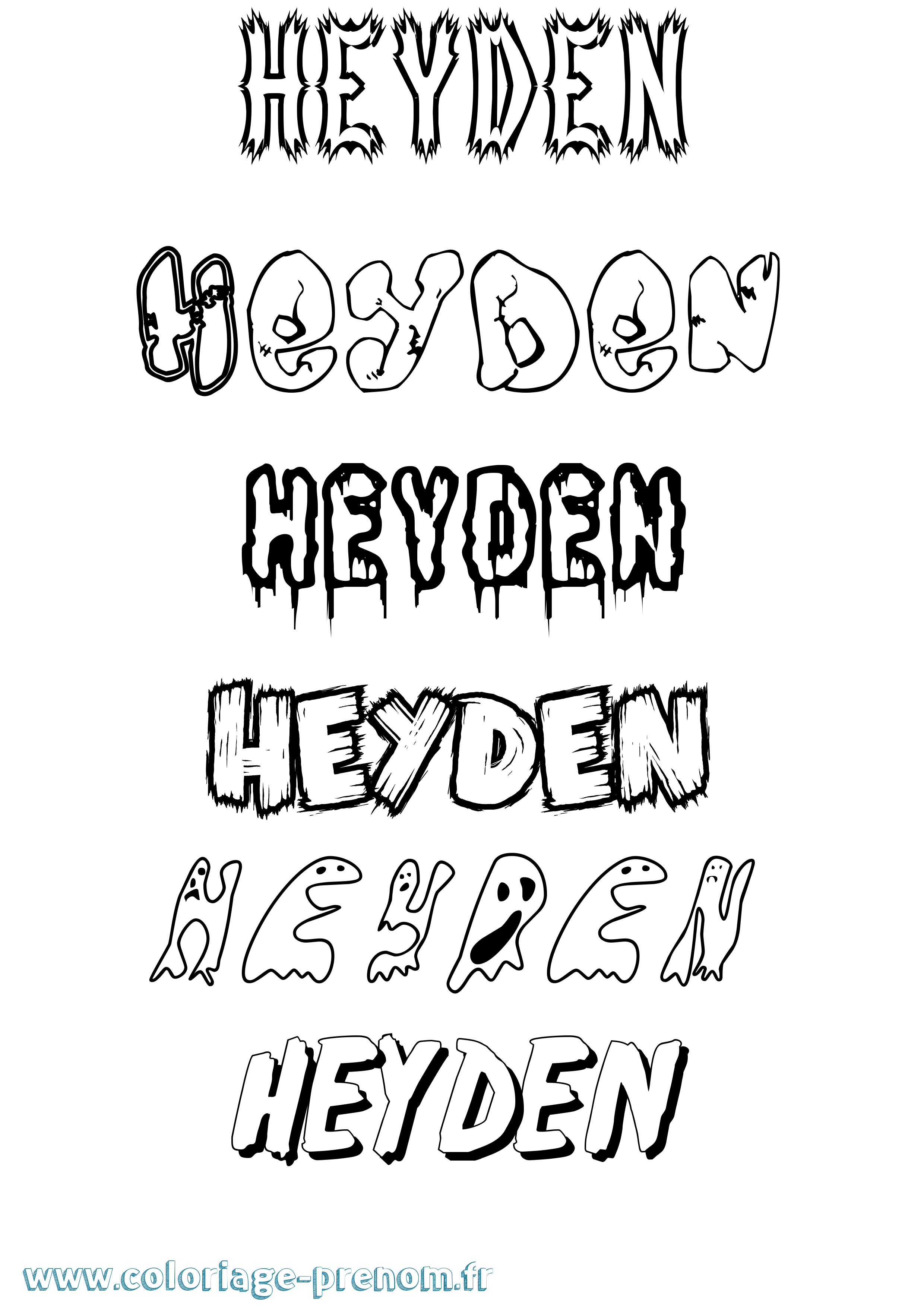 Coloriage Heyden Frisson Coloriage prénom Heyden Frisson