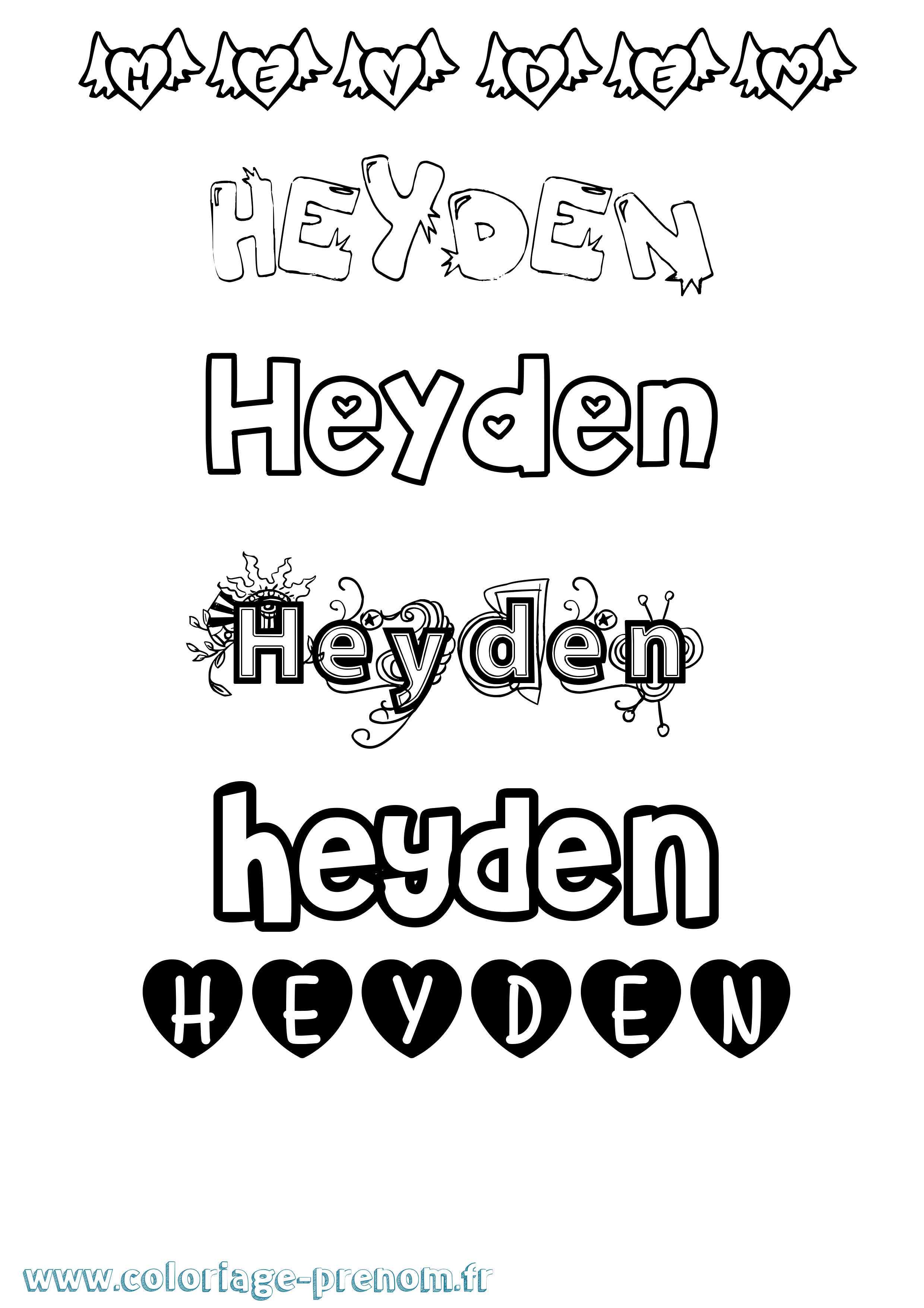 Coloriage Heyden Girly Coloriage prénom Heyden Girly