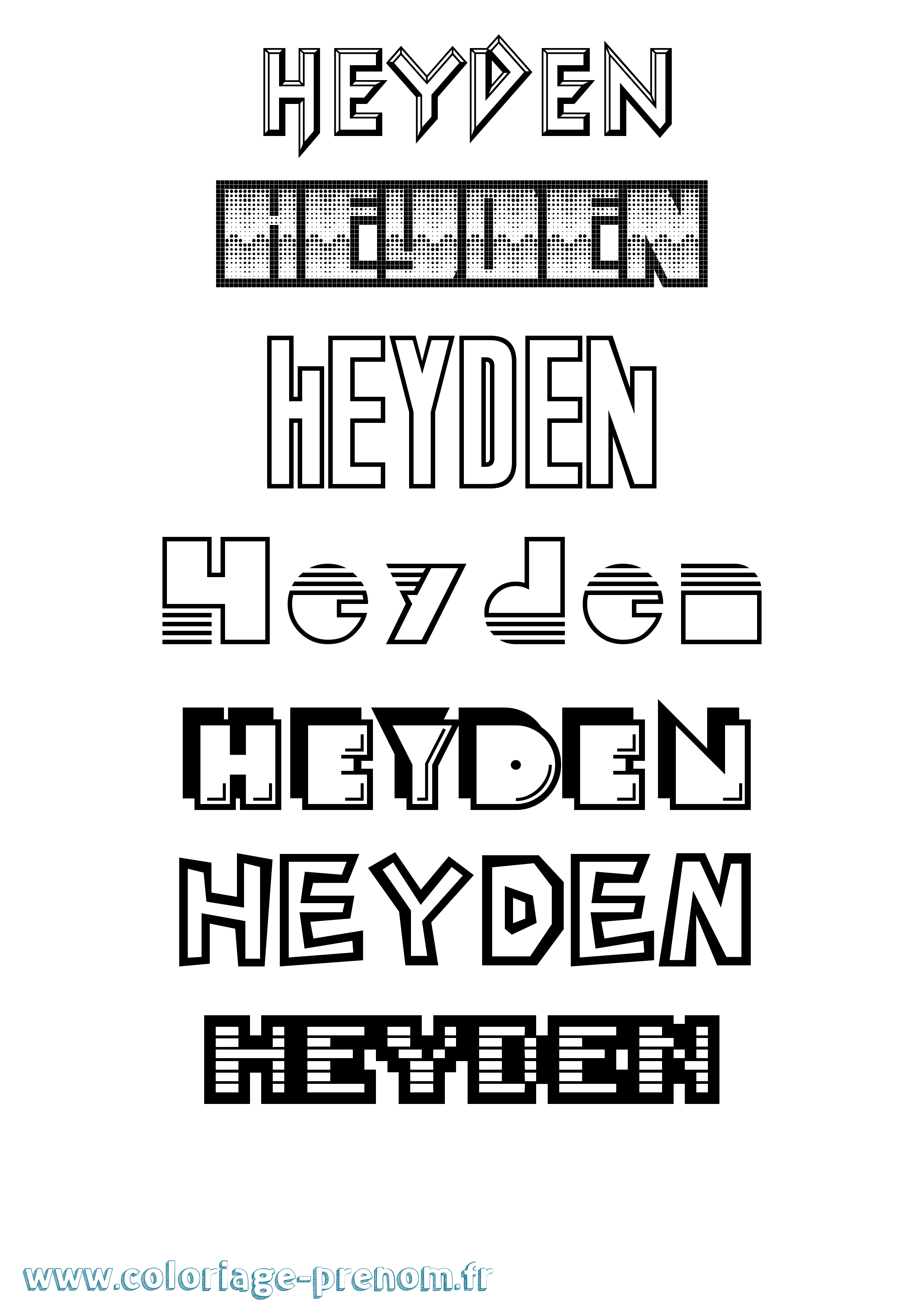 Coloriage Heyden Jeux Vidéos Coloriage prénom Heyden Jeux Vidéos