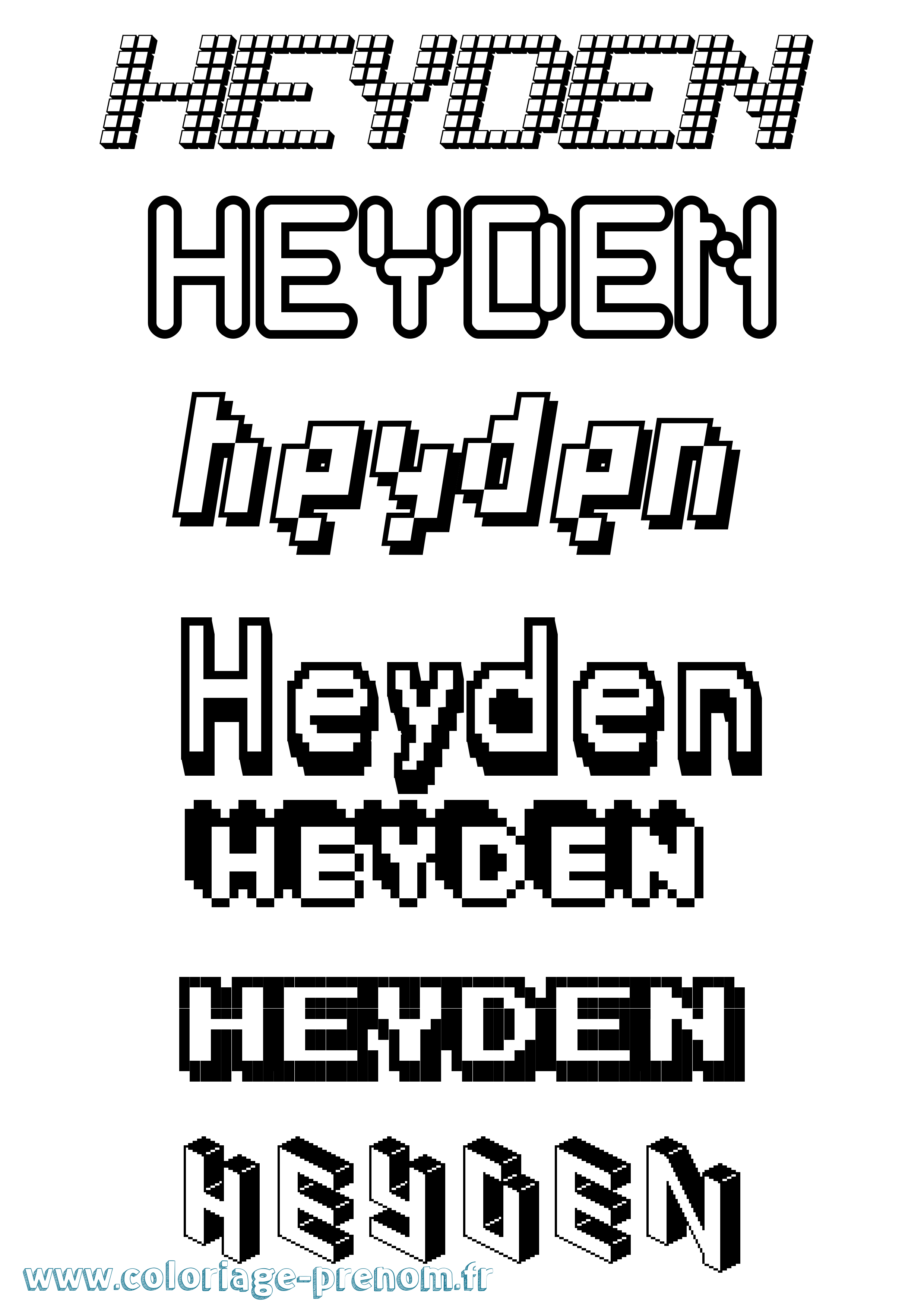 Coloriage Heyden Pixel Coloriage prénom Heyden Pixel