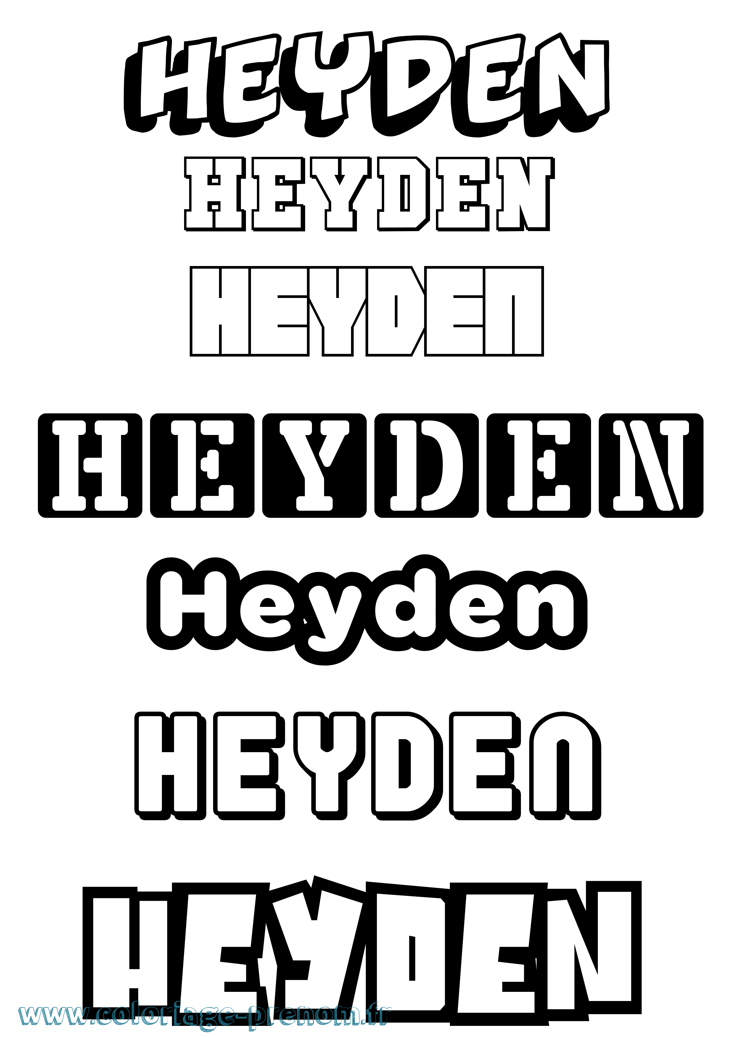 Coloriage Heyden Simple Coloriage prénom Heyden Simple