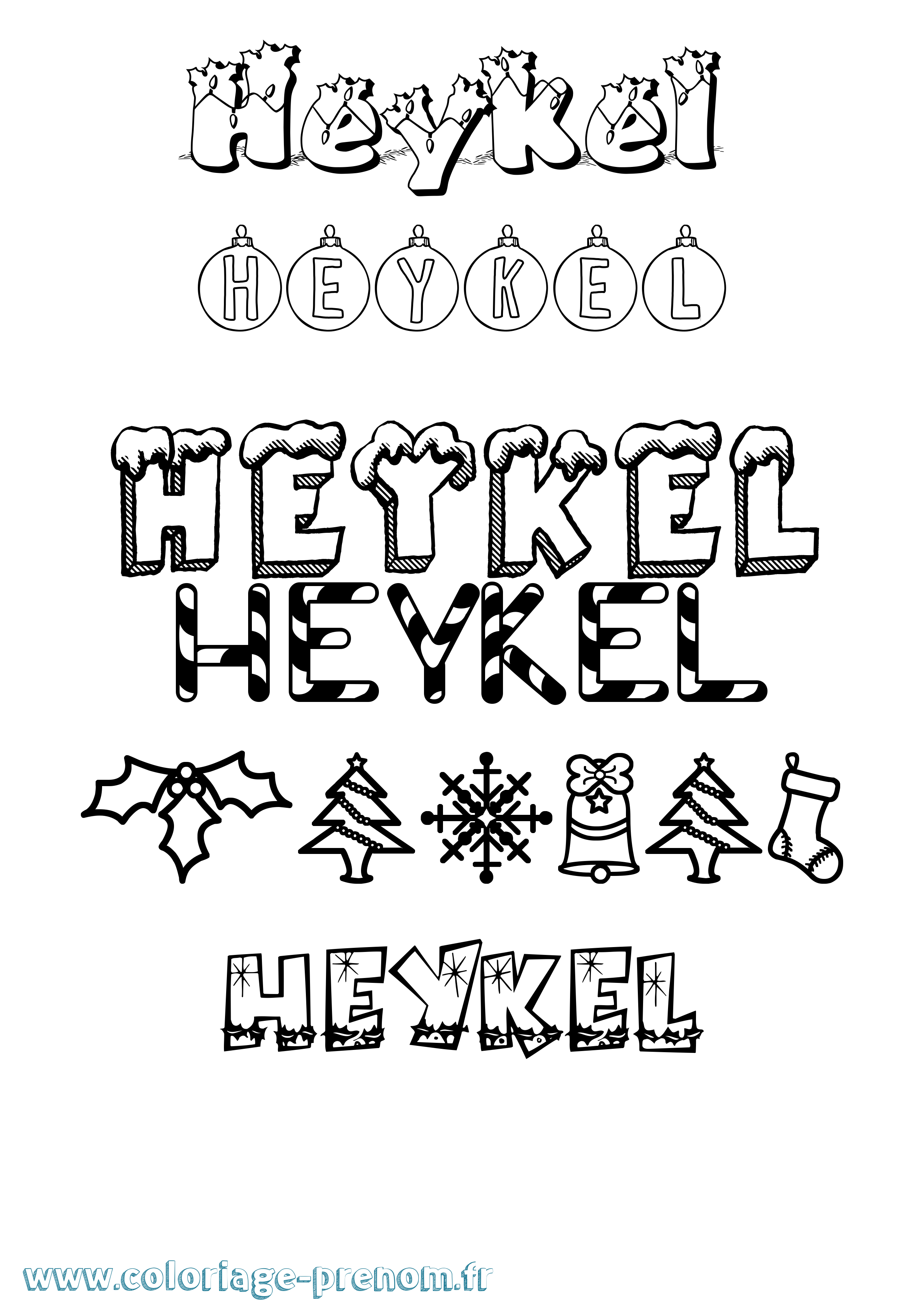 Coloriage Heykel Noël Coloriage prénom Heykel Noël