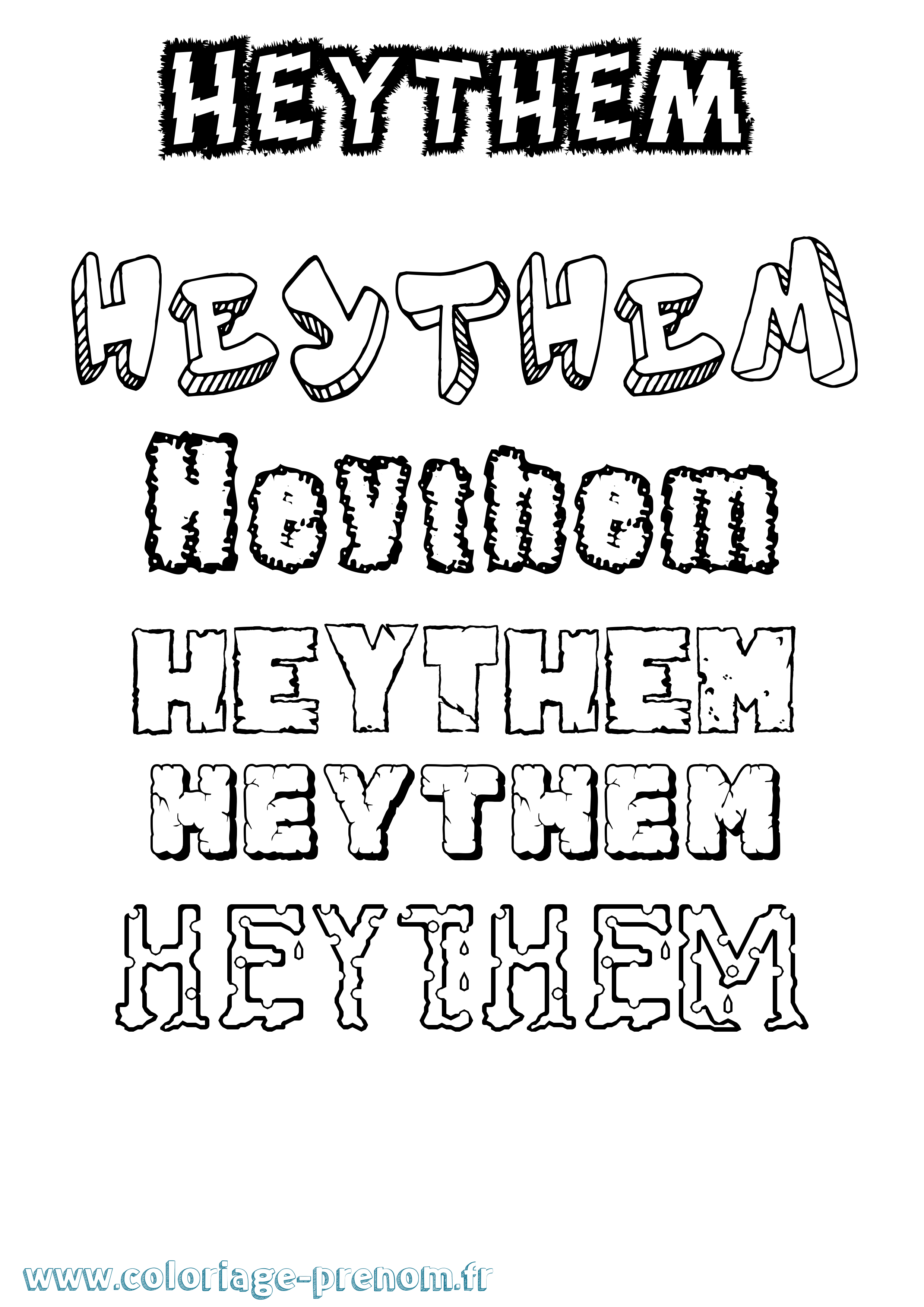 Coloriage Heythem Destructuré Coloriage prénom Heythem Destructuré