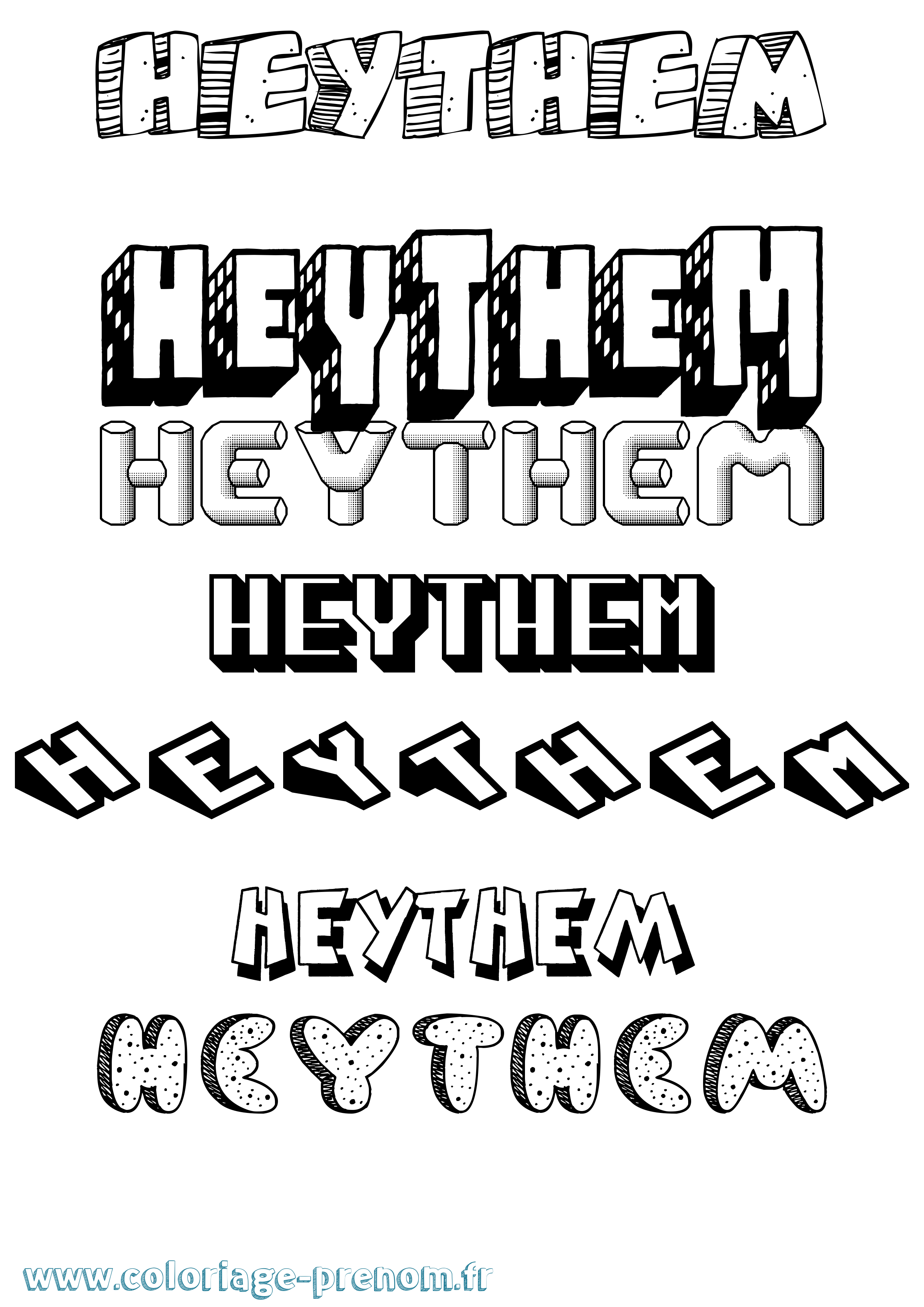 Coloriage Heythem Effet 3D Coloriage prénom Heythem Effet 3D