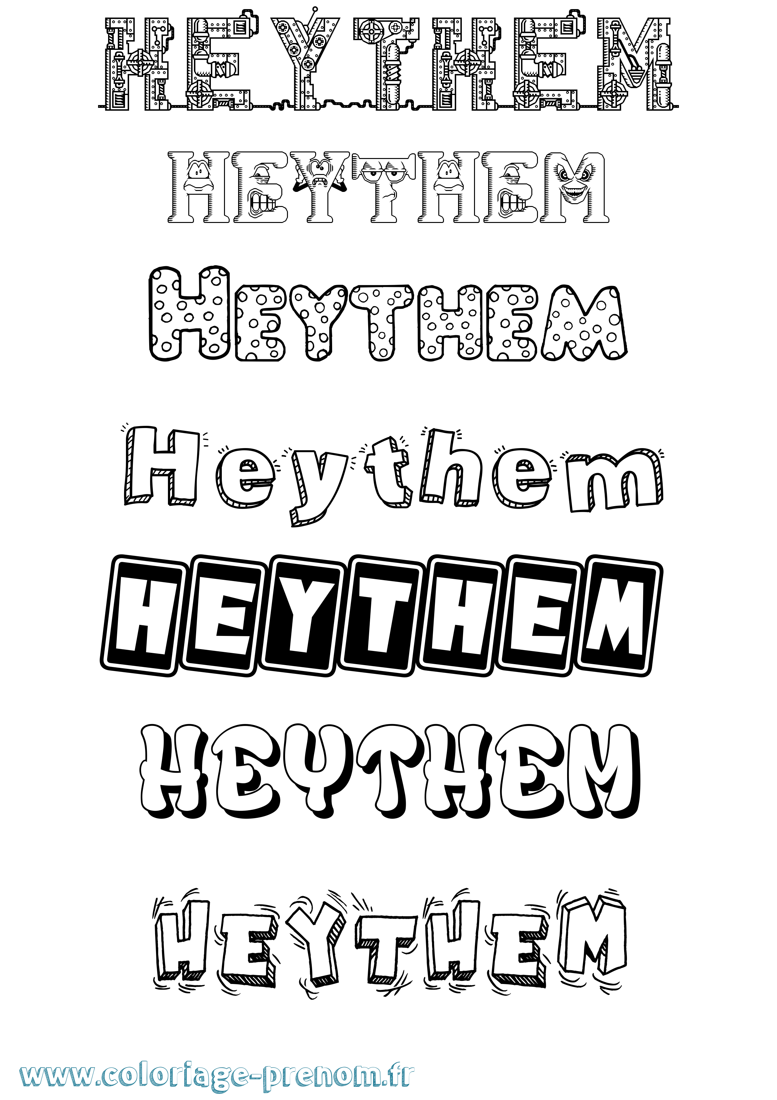 Coloriage Heythem Fun Coloriage prénom Heythem Fun